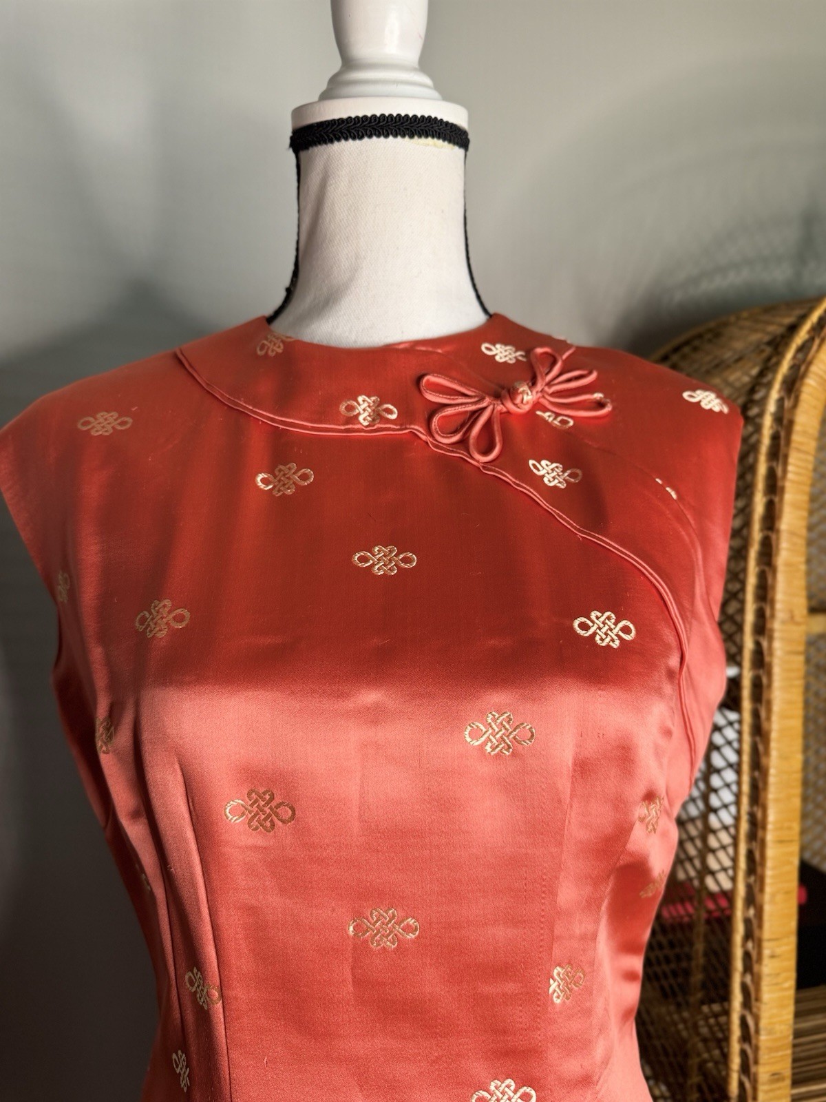 Vintage 1950S Chenogasm Wiggle Dress Made In USA Resort Wear Dress Rust Color