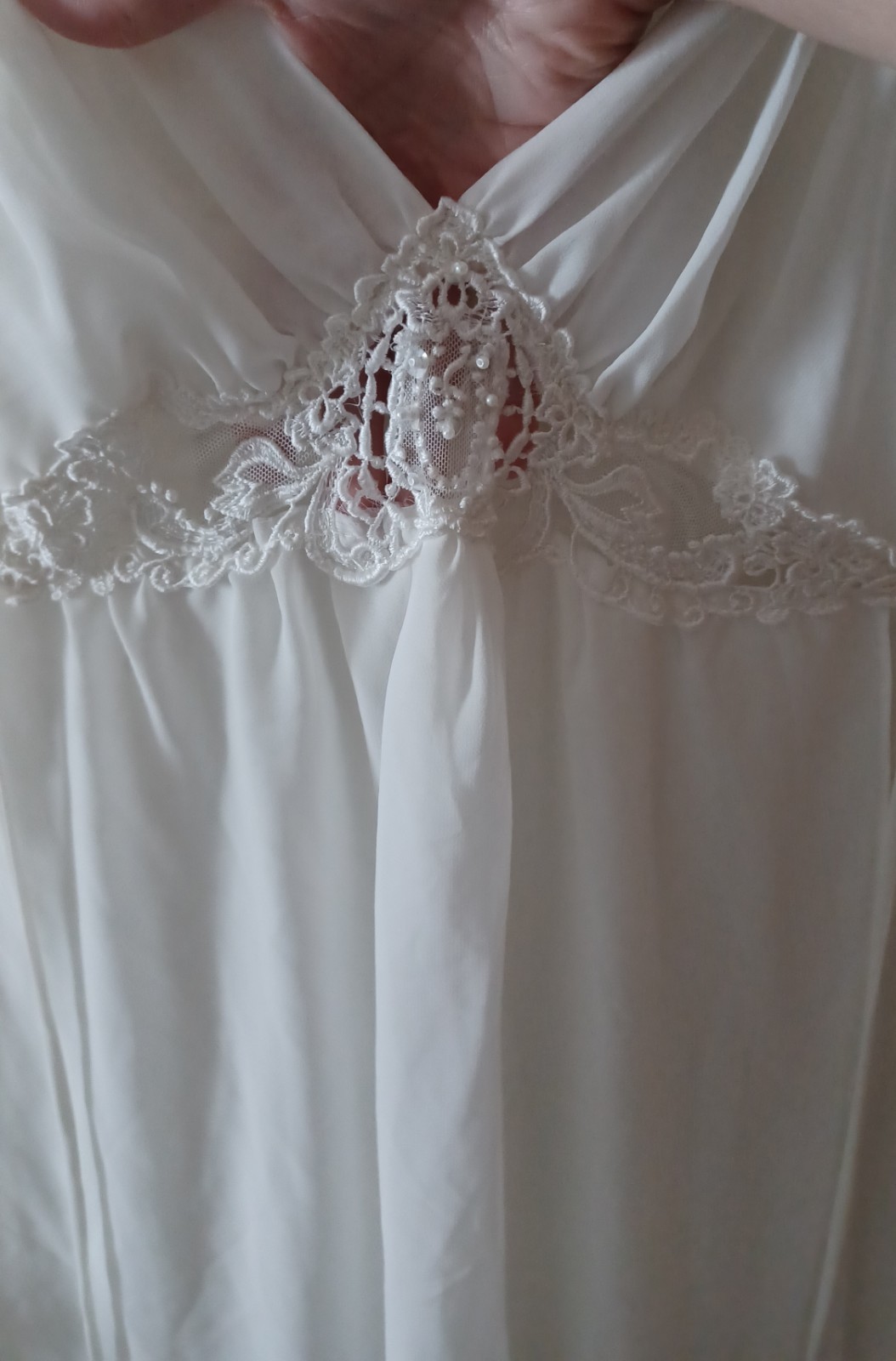 Blossom Intimates White Chiffon Nightgown Large Empire Waist Bridal Semi-Sheer
