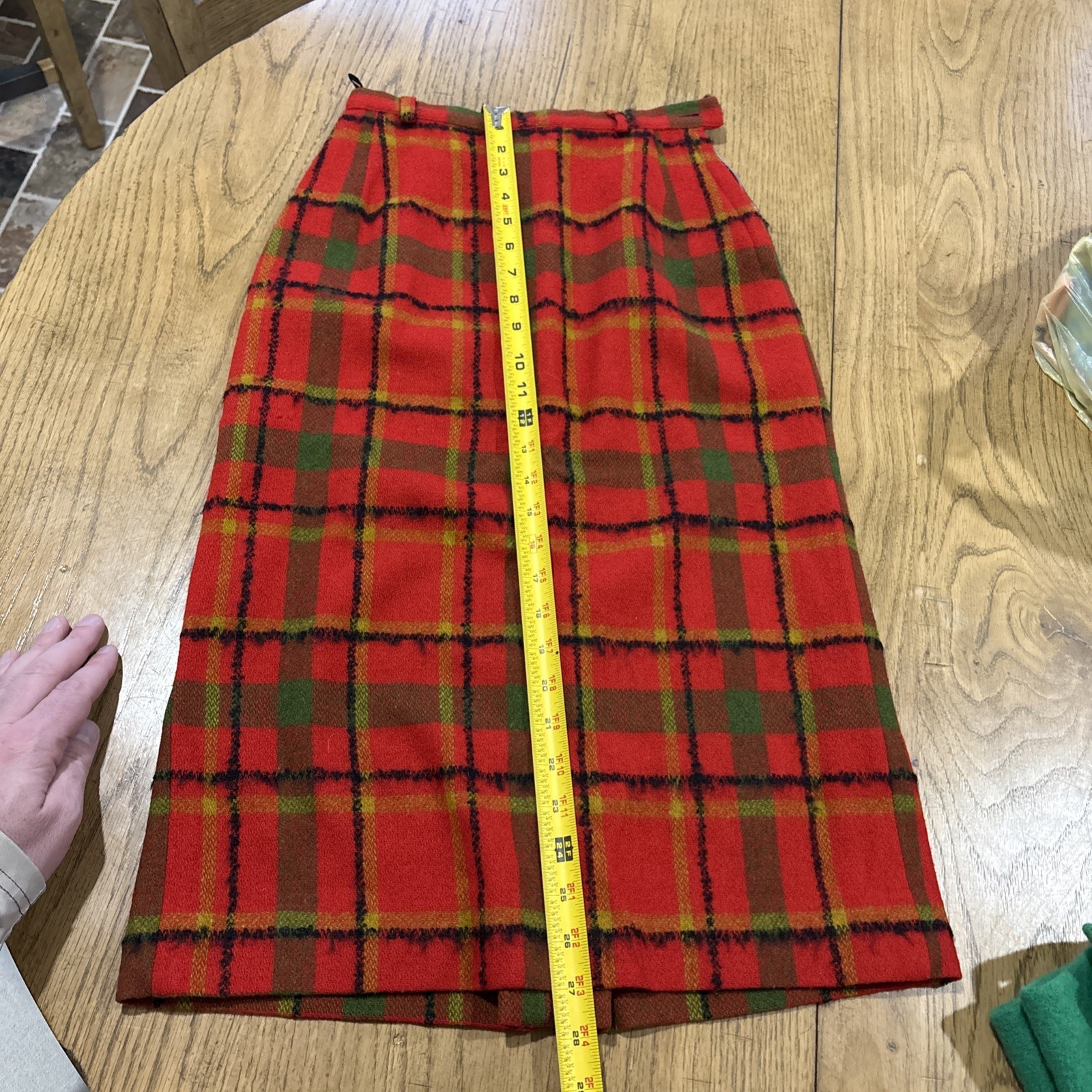 1970s Bobbie Brooks Wool Plaid Skirt Red/green Retro Cool! 23 Waist 34 Hip 27 L