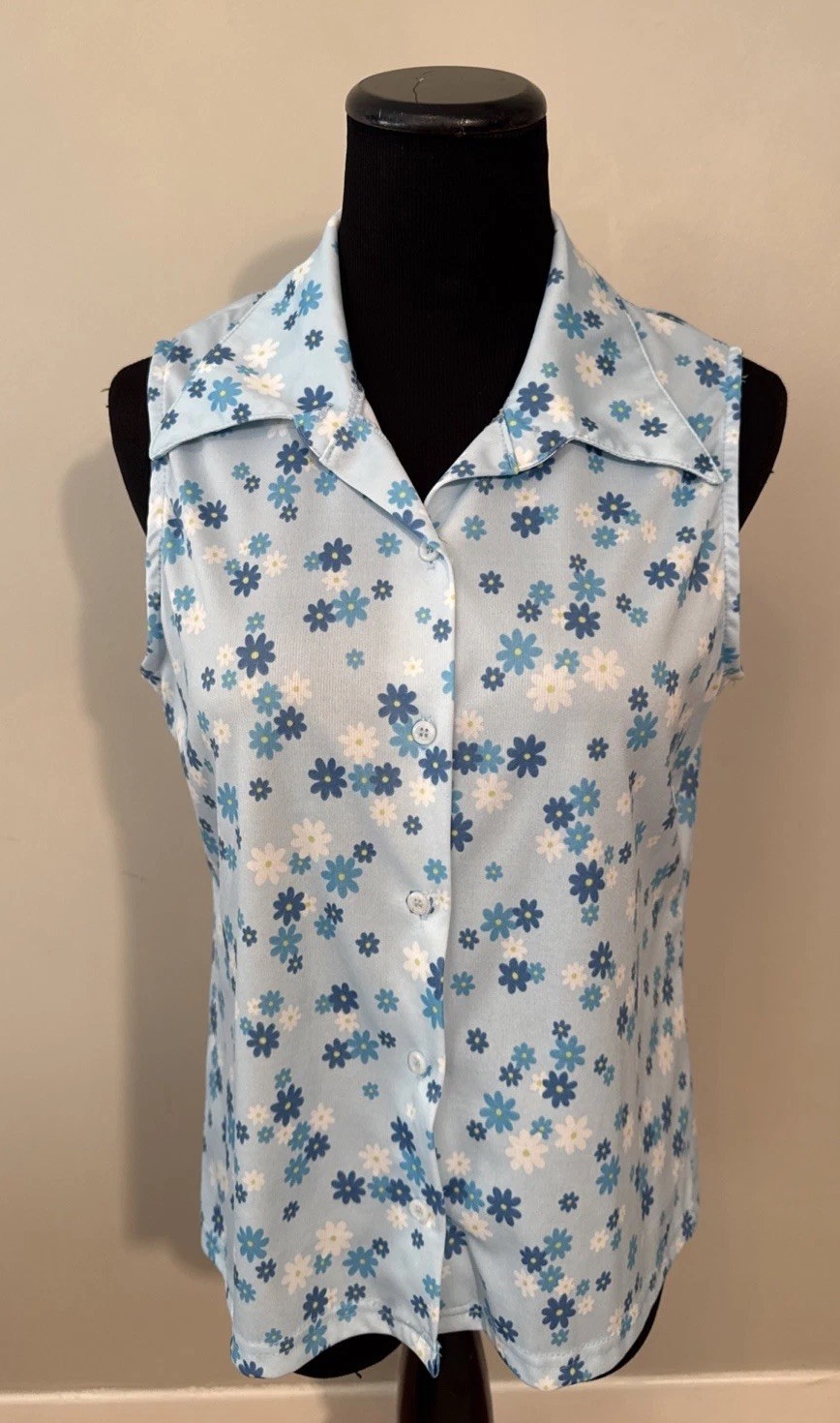 Vintage Xhilaration 90’s Does The 60’s Tank Blouse Groovy Flower Power USA XL