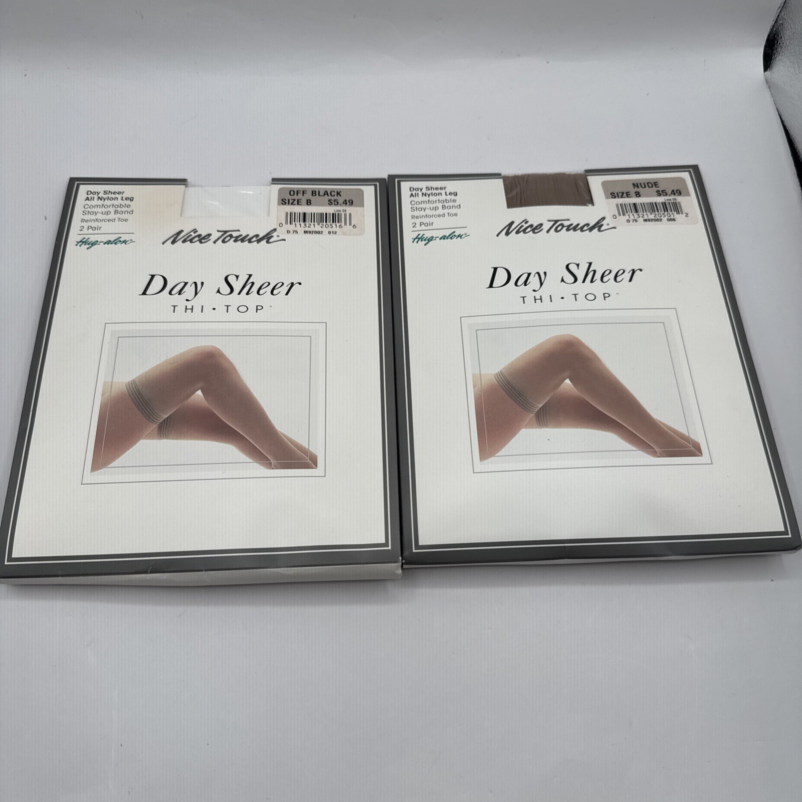 Vintage Sears Nice Touch Lycra Sheer Leg THI TOP Stockings in Color Nude Size B