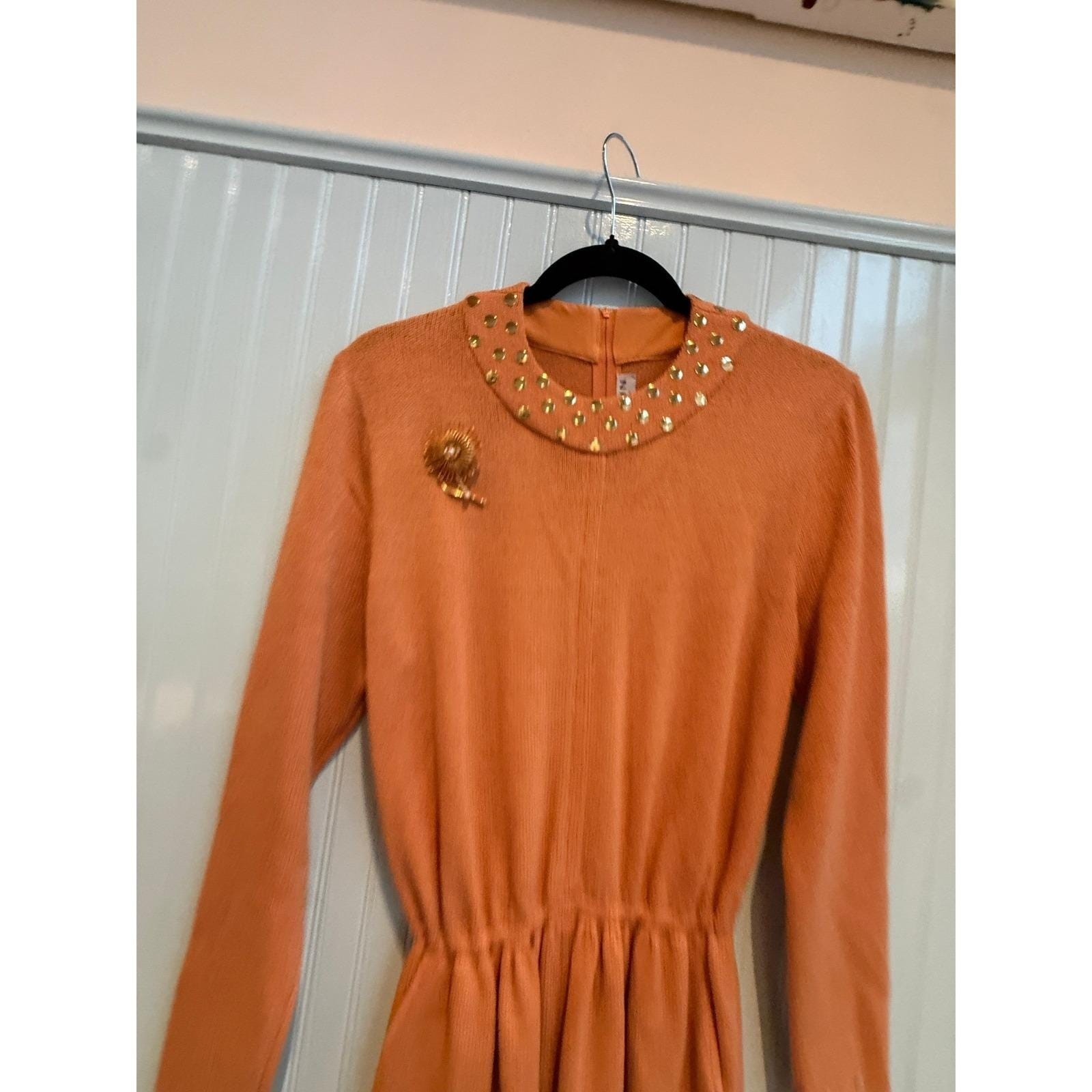 Vintage St. John Evening Santana Knit Dress – Studded Persimmon