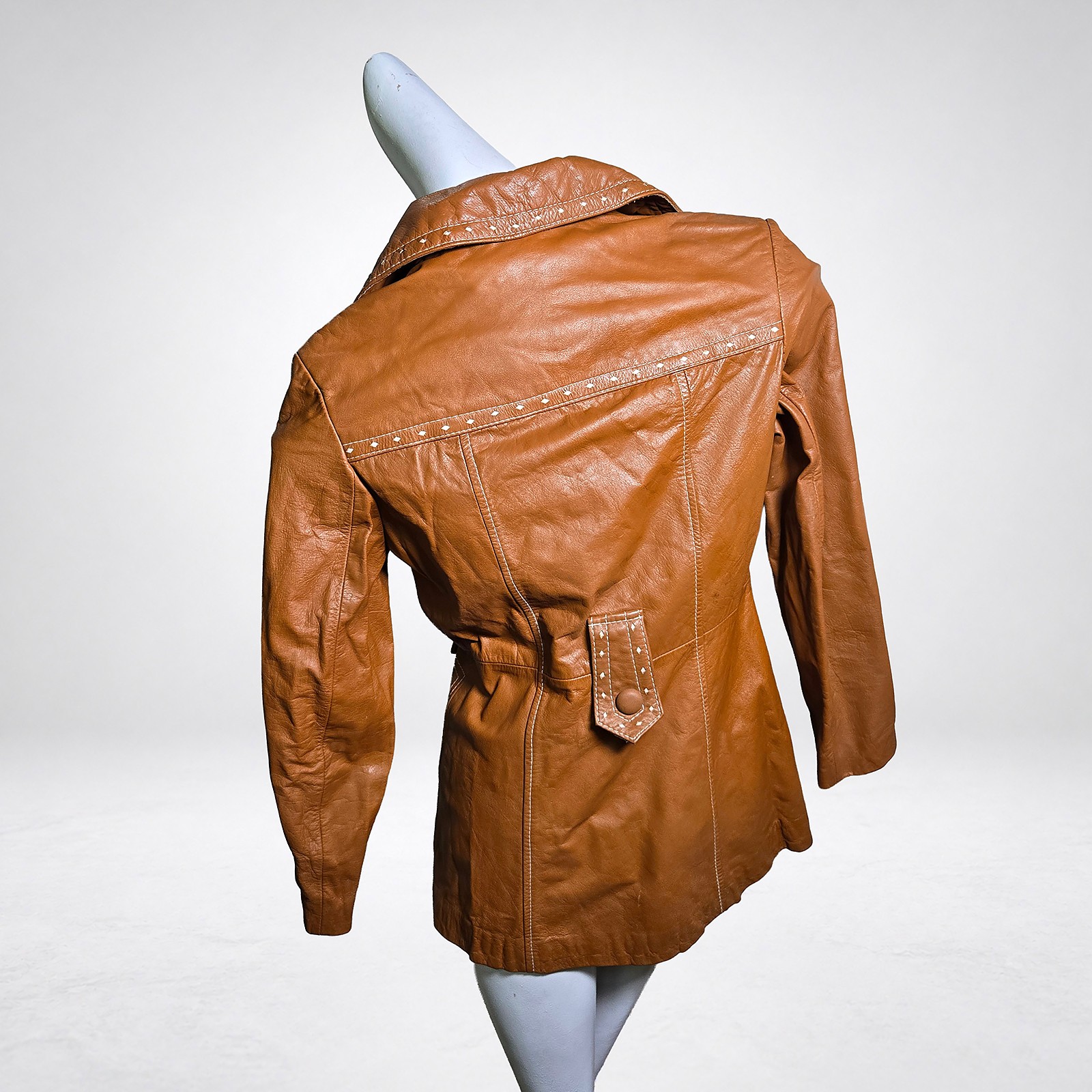 The Tannery Montgomery Ward Leather Jacket Womens 9 10 Tan Caramel Vintage