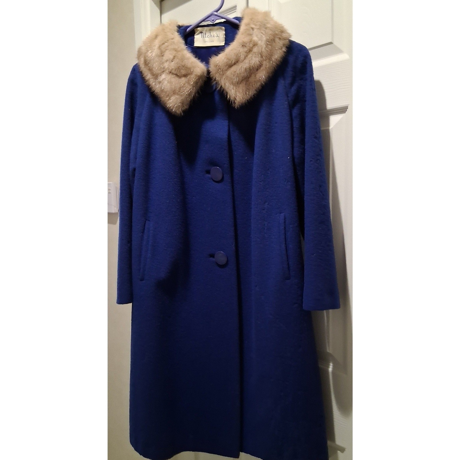 Vintage Forstmann Wool Coat Royal Blue Mink Fur Collar