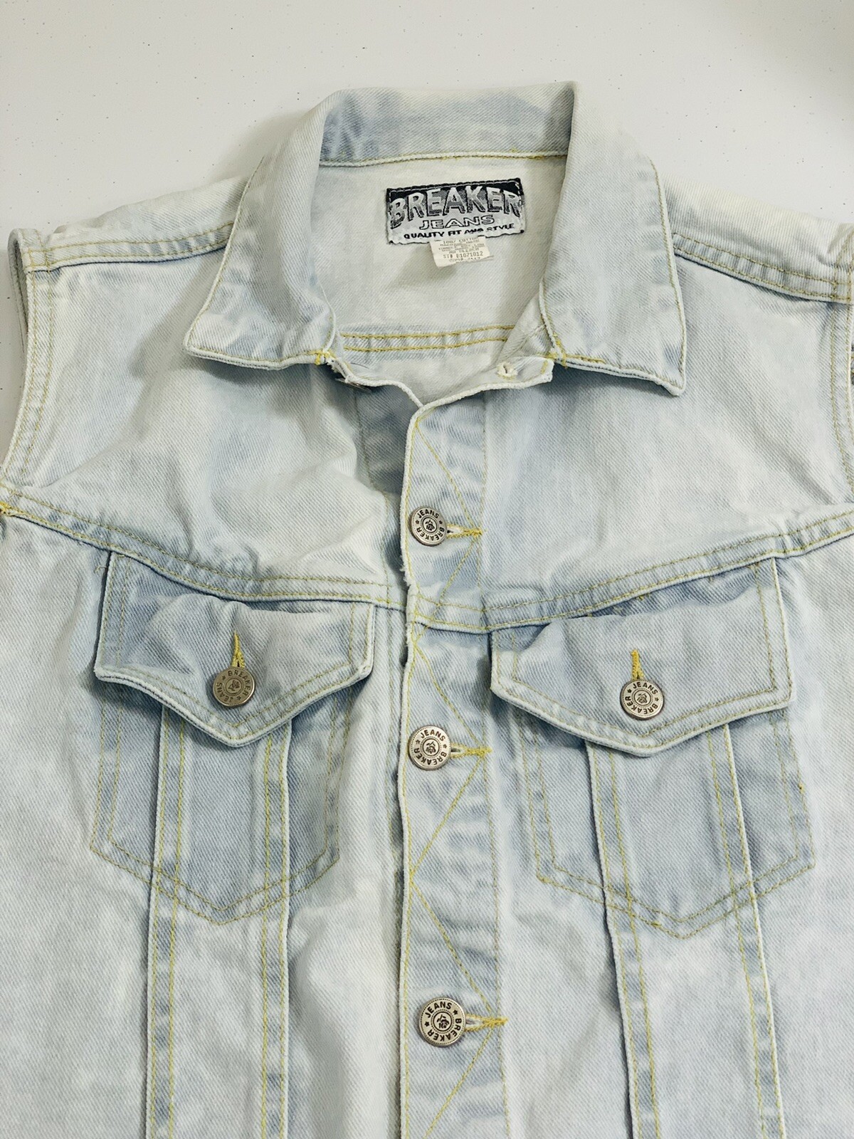 Vintage Breaker Jeans Light Wash Blue Denim Vest