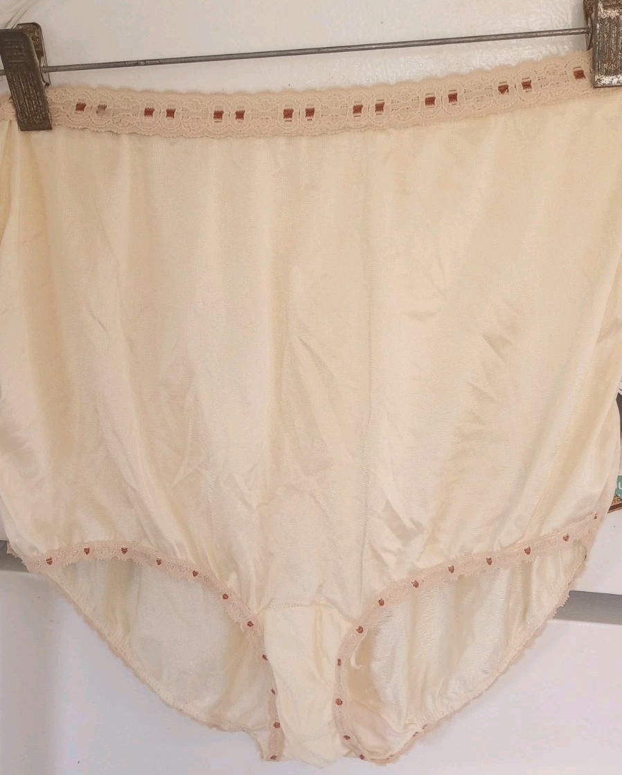 Vintage Rare SECRET CONTOUR Nylon Panties Granny Sissy Mushroom Gusset Lace S 7