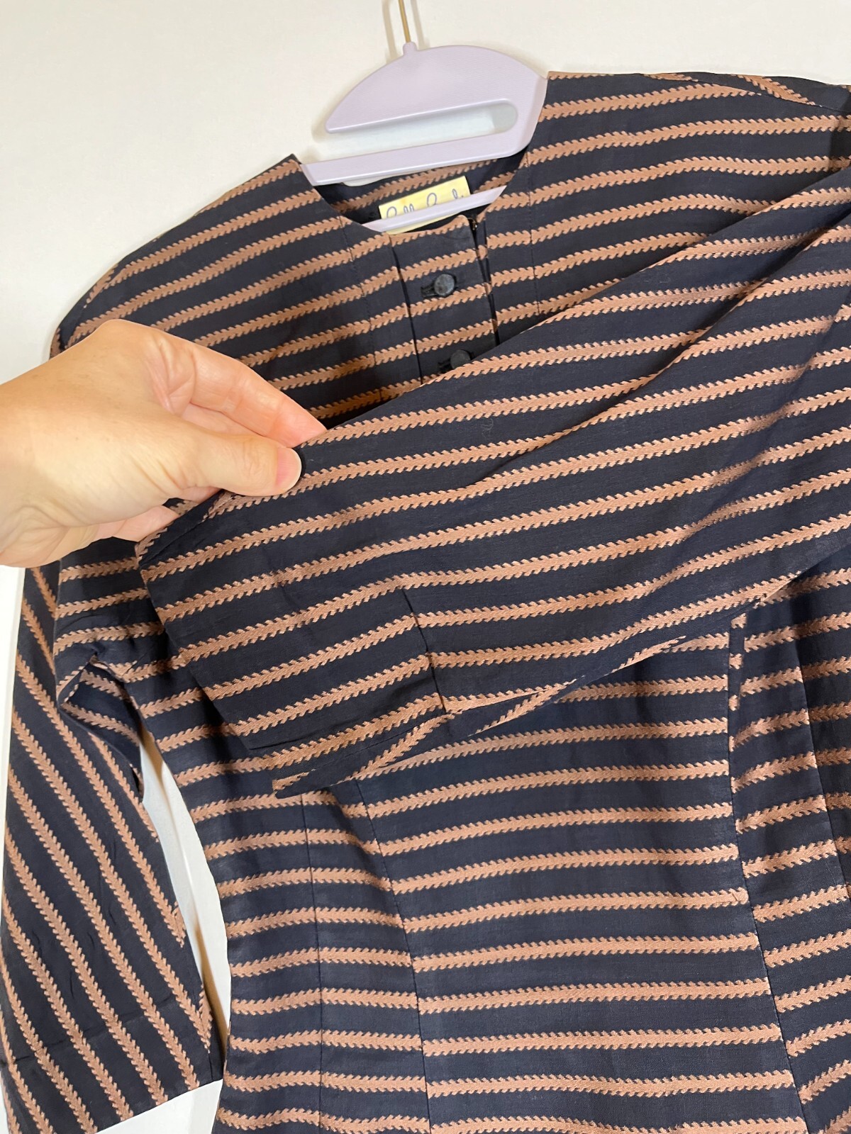 Vintage Bobbie Brooks 1960s Dress Black Coppery Brown Striped
