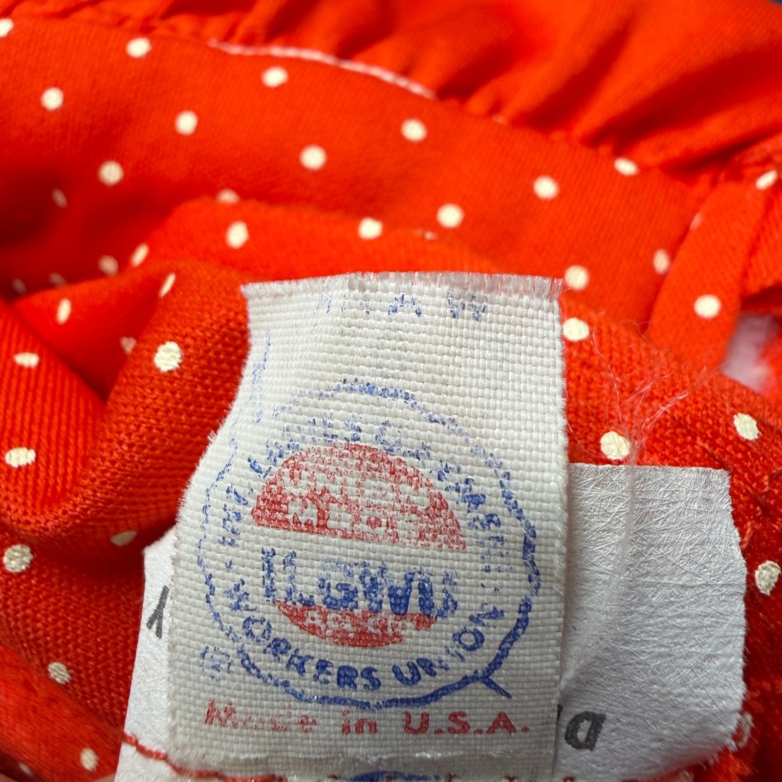 Vintage 70s ILGWU Red Polka Dot Flutter Sleeve Maxi Dress Rick Rack Trim Small S