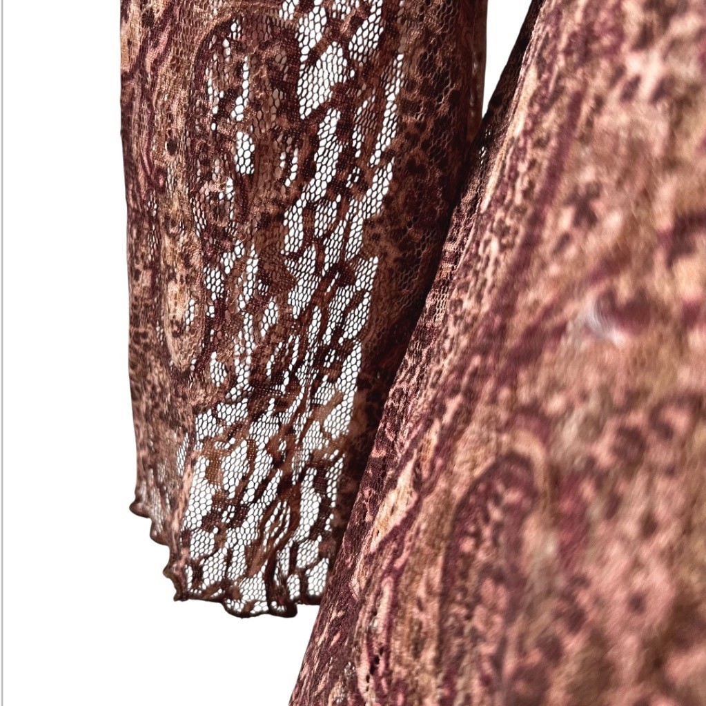 Vtg 90s Bisou Bisou Paisley Lace Bell Sleeve Top Boho S Whitchy Whimsygoth USA