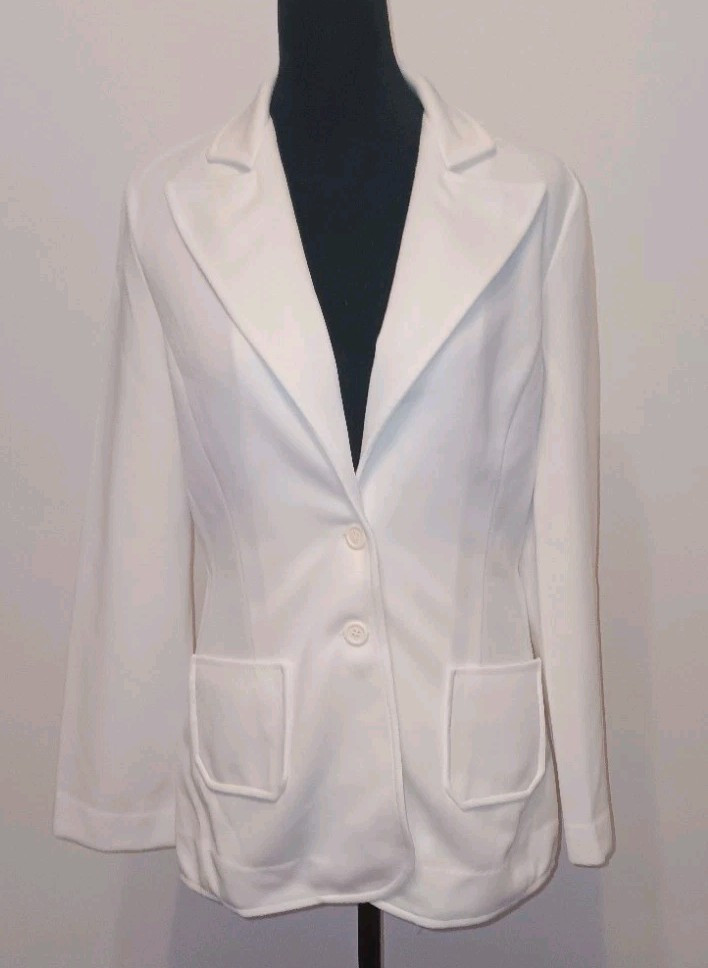 VTG Equestrian Cut White Blazer Kingsley Riding Jacket Disco Club Coat 12 1970s