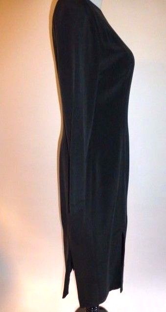 Vintage Dana Buchman Black Silk L.S. „Car Wash” Hem Dress,Size 8, CA. 1980’s, A+