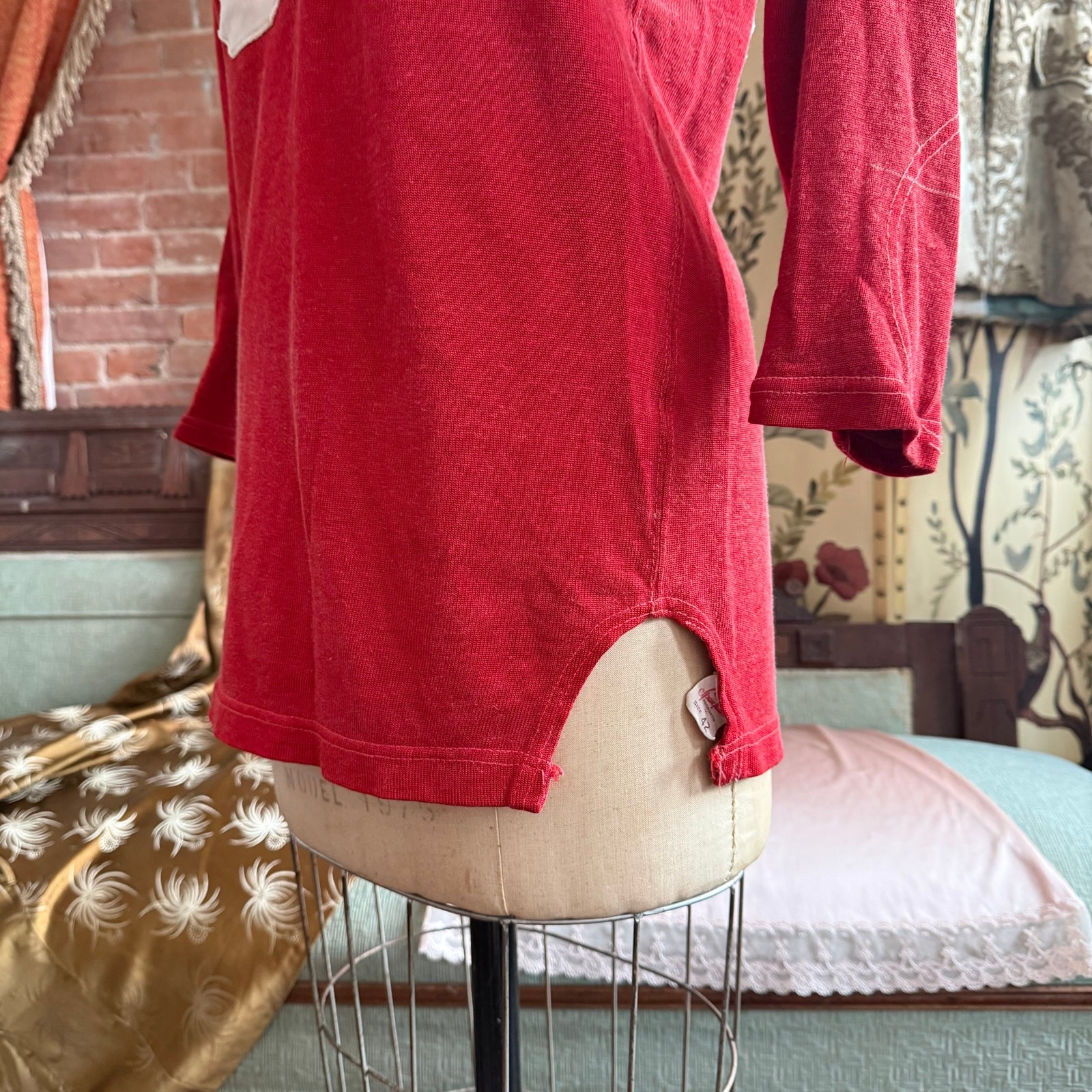 Authentic 1950s Spanjian Pasadena Heavy Cotton Knit Football Jersey Size 42