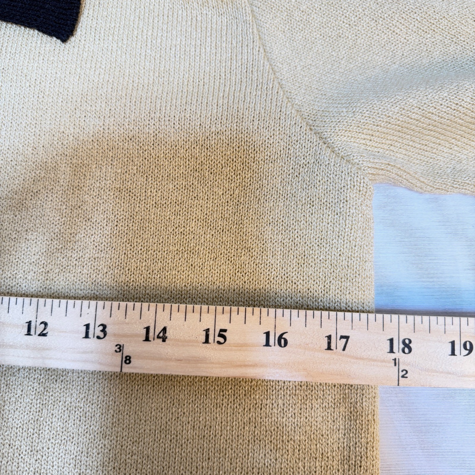 Laura by Alyzia Vintage Tan Black Knit Cardigan Gold Button Sweater Size L USA