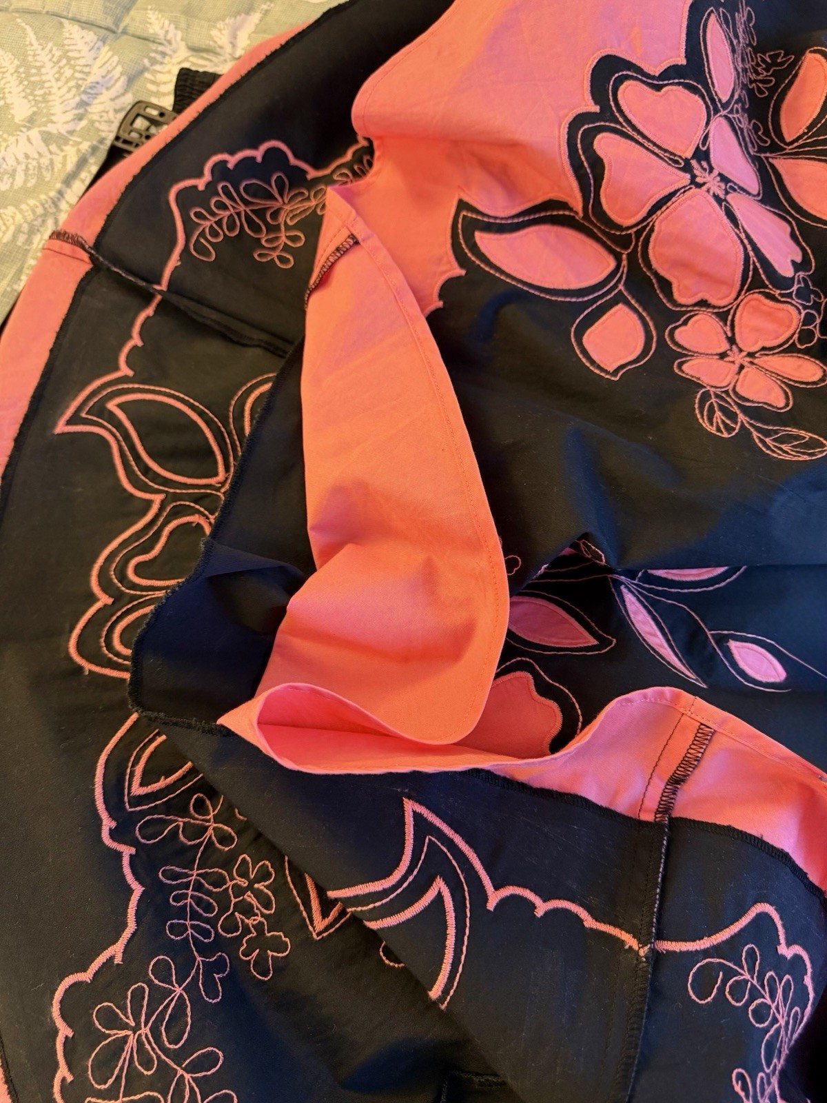 Vintage Chelsea Studio Exclusive Of Decorations Black/Coral Cotton Skirt, Sz 16W