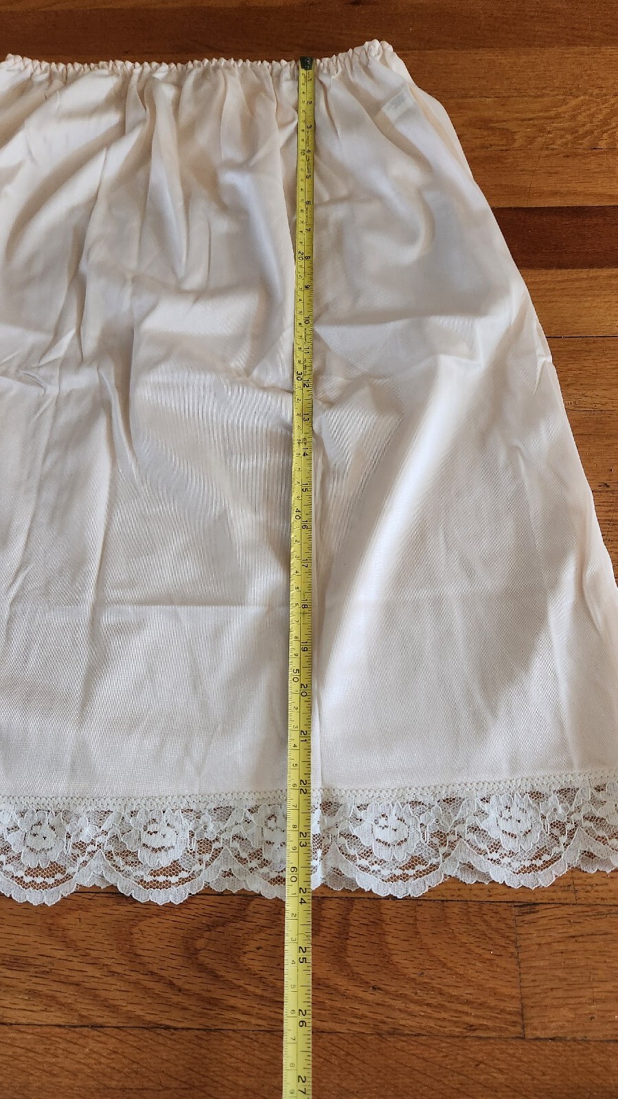 Vintage NWT Half Slip Dress Y2K Silky Skirt Beige Cream nylon lace Lingerie