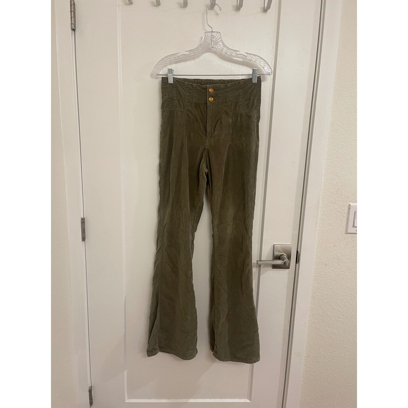 We The Free Corduroy Green Grunge Boot Cut Pants Boho