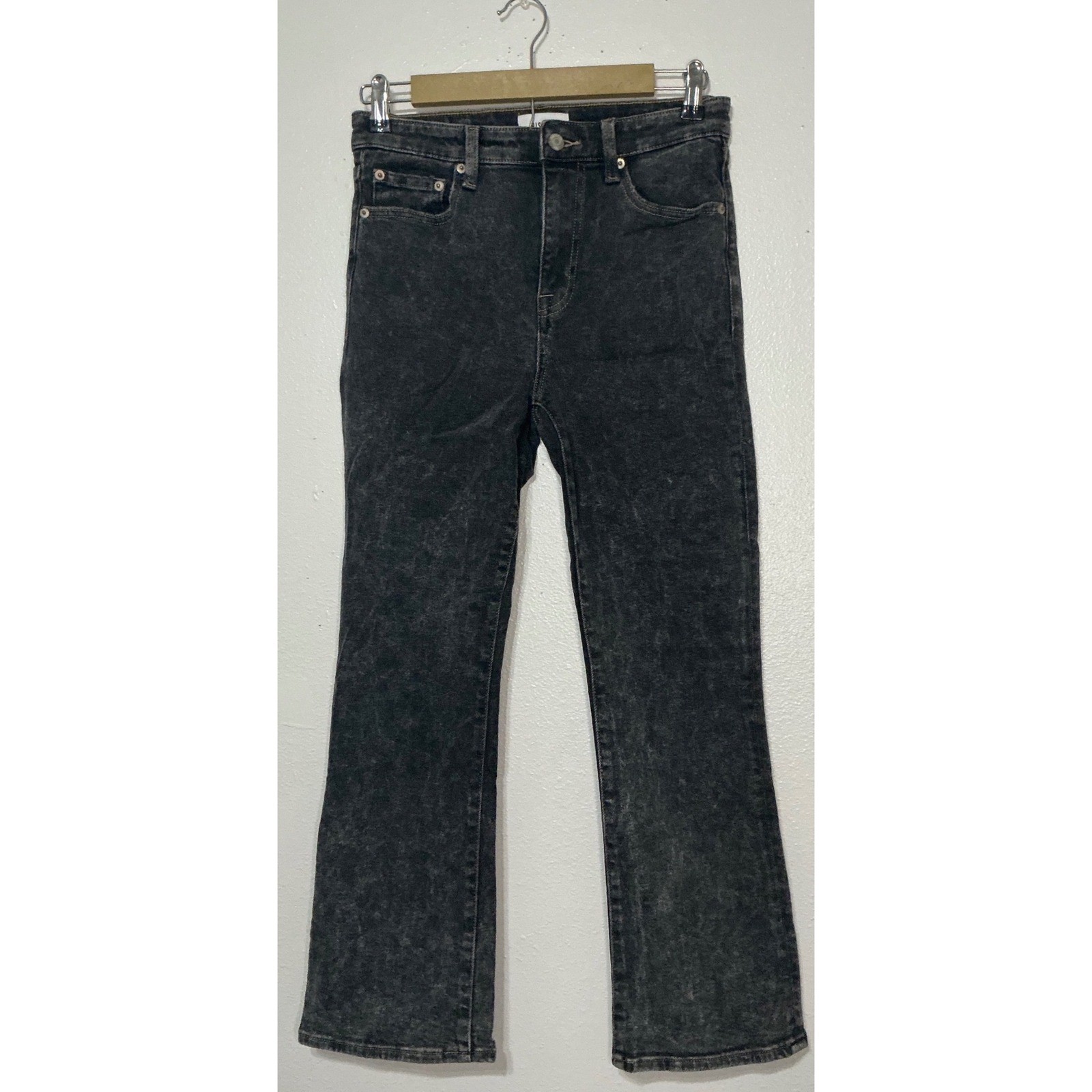 Pistola Lennon High Rise Boot Cut Cropped Black Acid Wash Ankle Jeans 26 Grunge