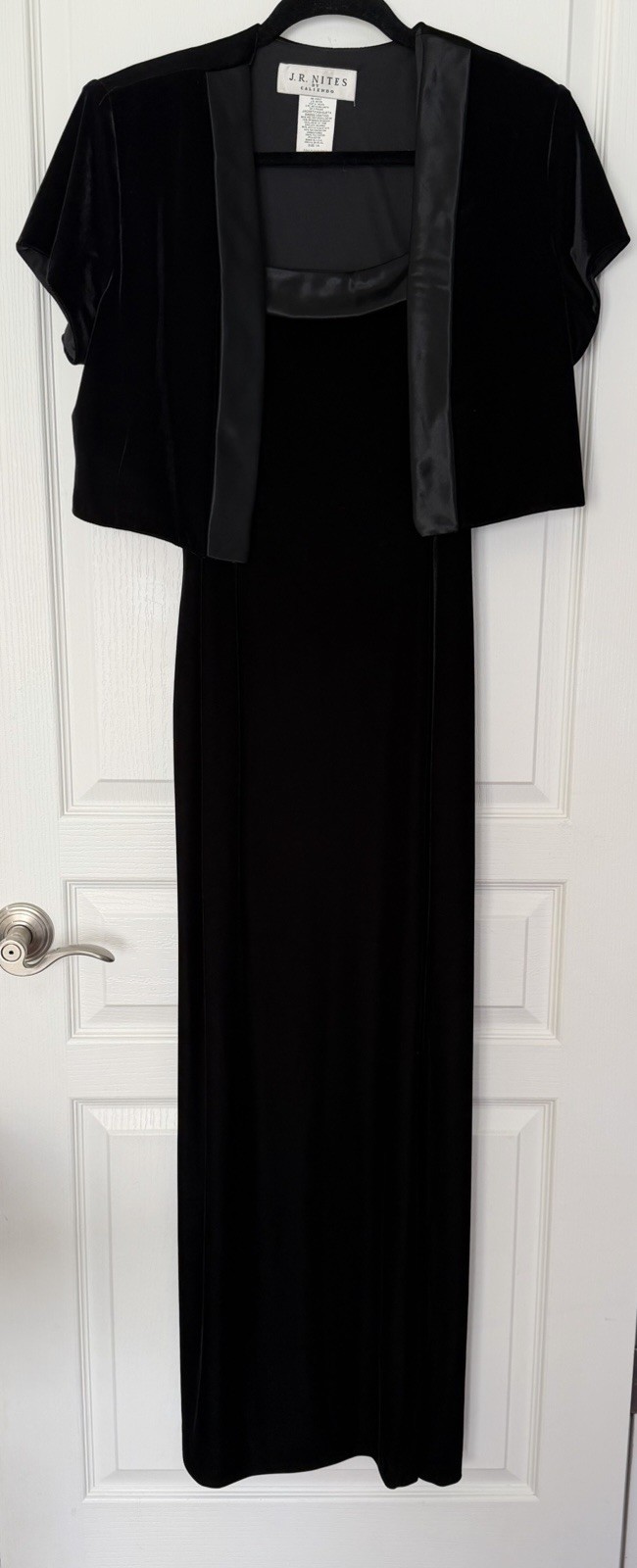 VTG J. R. Nites by Caliendo Black Velvet Evening Dress With Jacket Size 14