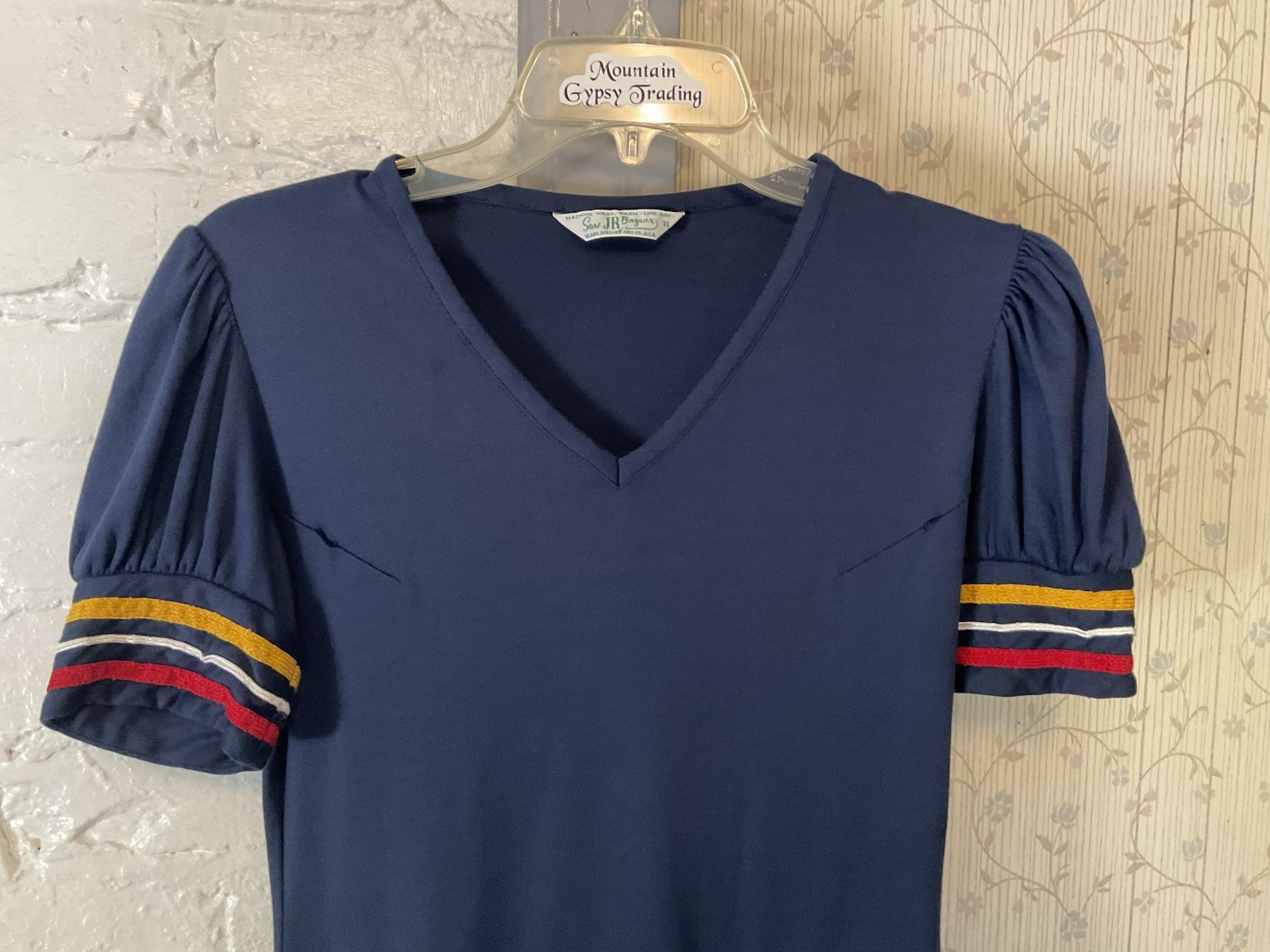 Vintage Sears Jr Bazaar Navy Blue Mod GoGo Sailor Dress Drop Waist Circa 1970’s