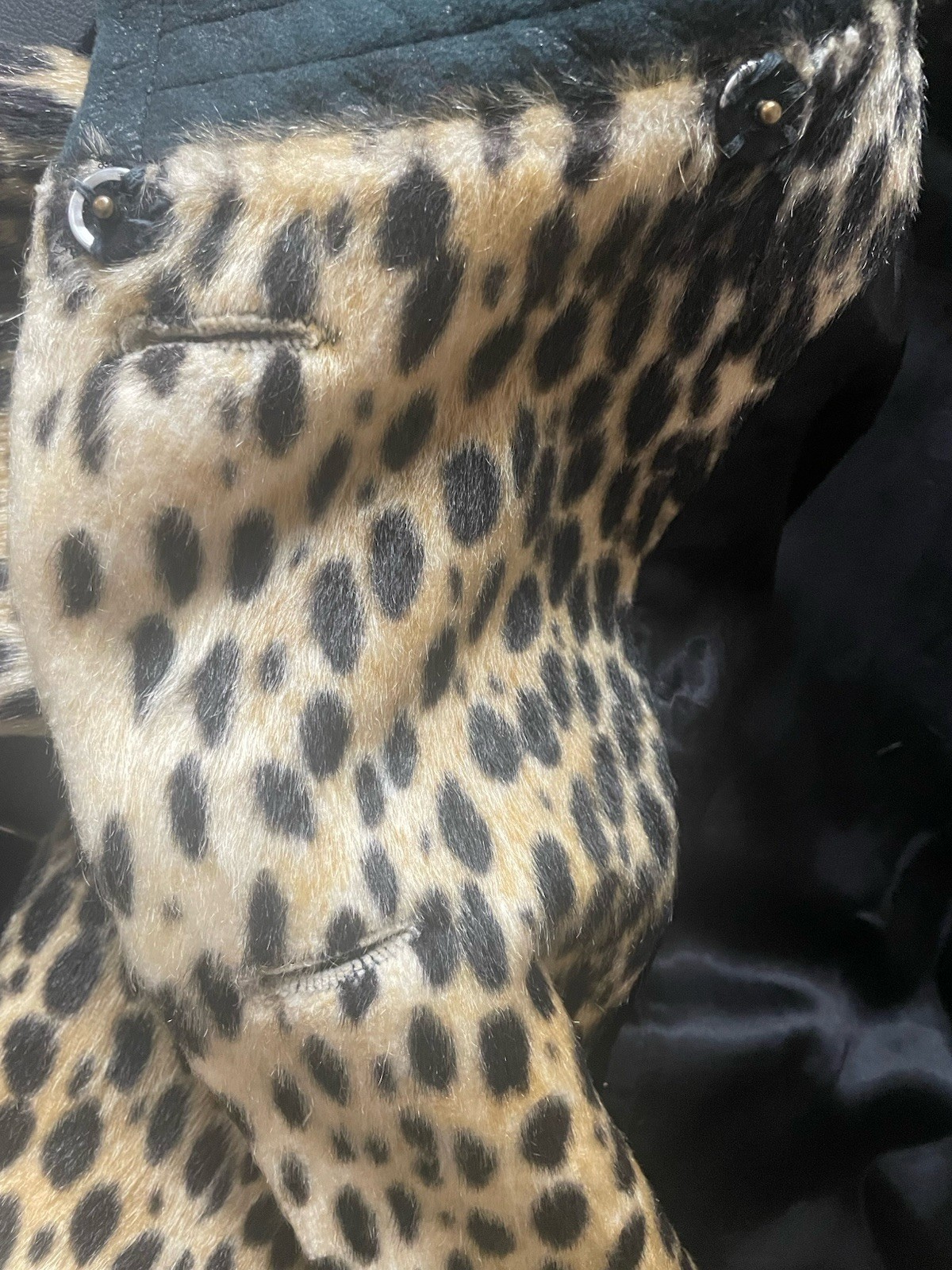 RARE Vintage 1960s Faux Leopard Swing Coat Safari Pinup Rockabilly La France M
