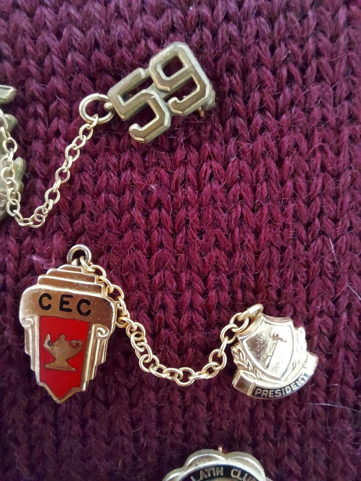 Vintage 1959 California Wool Varsity Letter Sweater with Original Pins