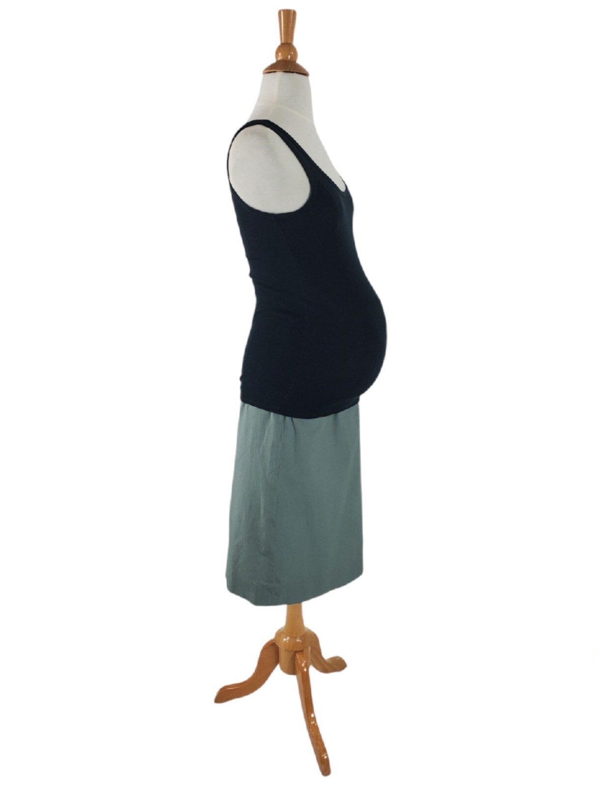 Vintage 50s Maternity Skirt in Sage Green Cotton Twill – xs, sm