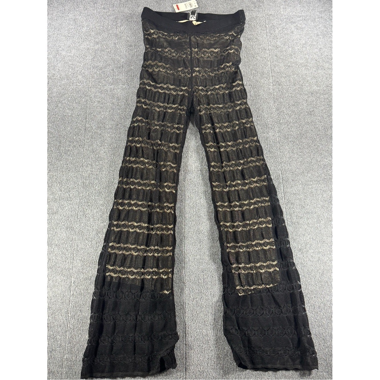 NWT INC Crochet Flare Pants Nude Illusion Lining Festival Core Rockstar S Boho