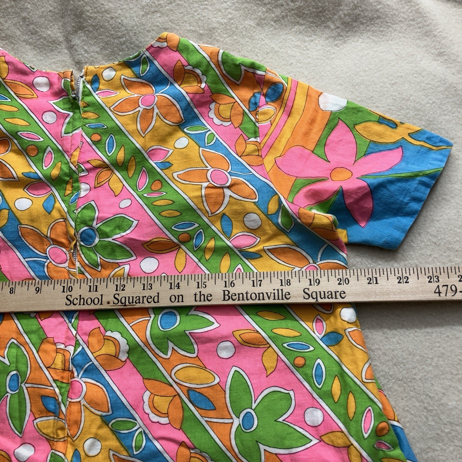 Vintage 60’s 70’s Carol Brent Psychedelic Floral Dress M/L Midi Zip Boho Hippy