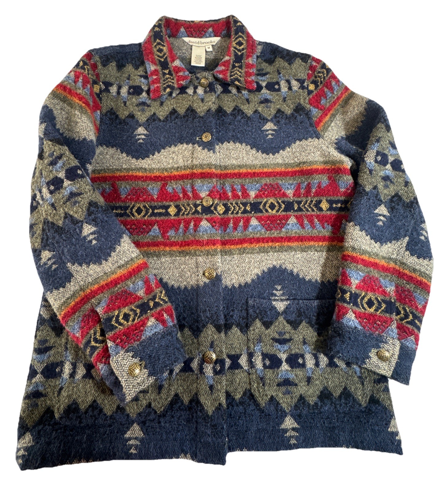 VTG Aztec Western Wool Blend Jacket Shacket Southwestern Hipster David Brooks M
