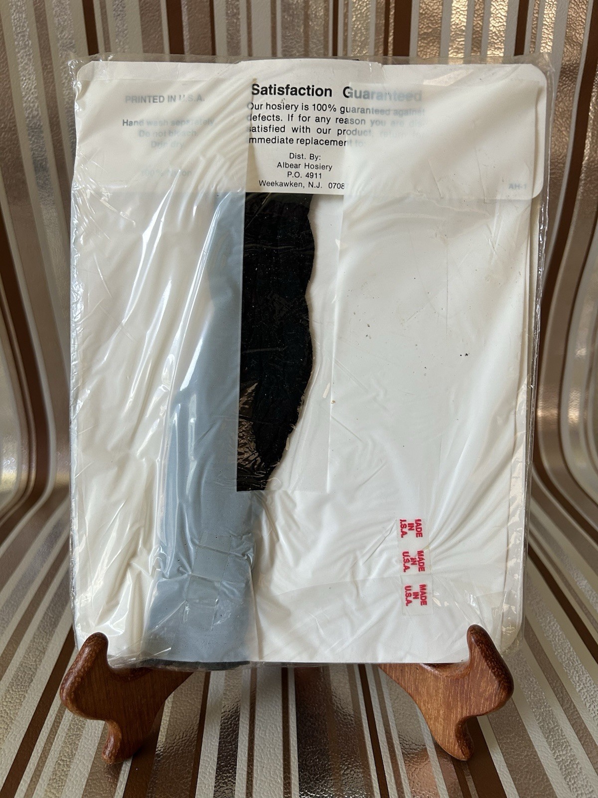 Vintage Albear Panty Hose. Made In The USA. Black. Super Ultra Thin
