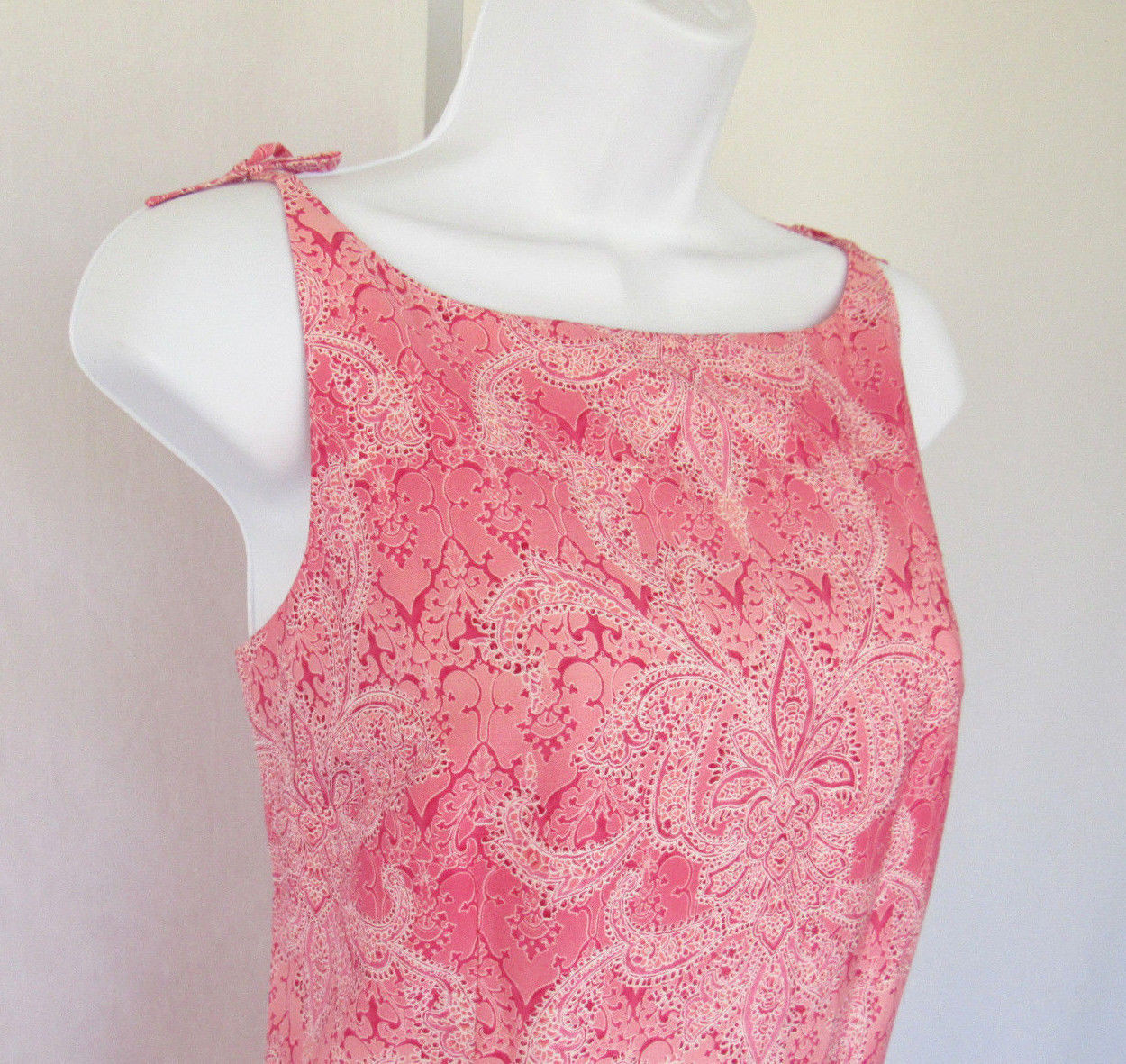 LIZ CLAIBORNE VTG 1990s 2000s COTTON PAISLEY DRESS SIZE 8 SHOULDER BOWS LINED