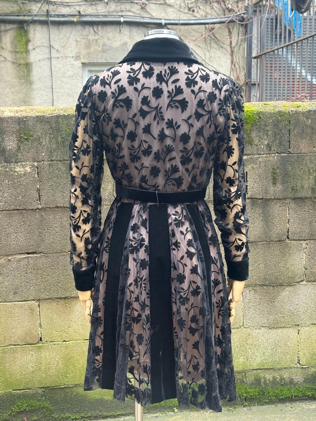 1980s Givenchy Couture Flocked Velvet Dress – RARE – 1940s Style