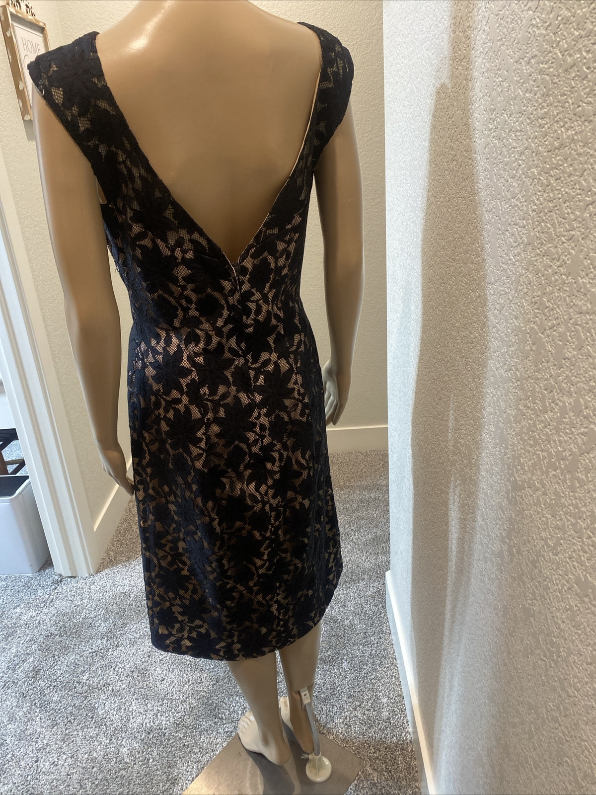 LILLI DIAMOND of California VTG Original BLACK LACE COCKTAIL Sleeveless DRESS**