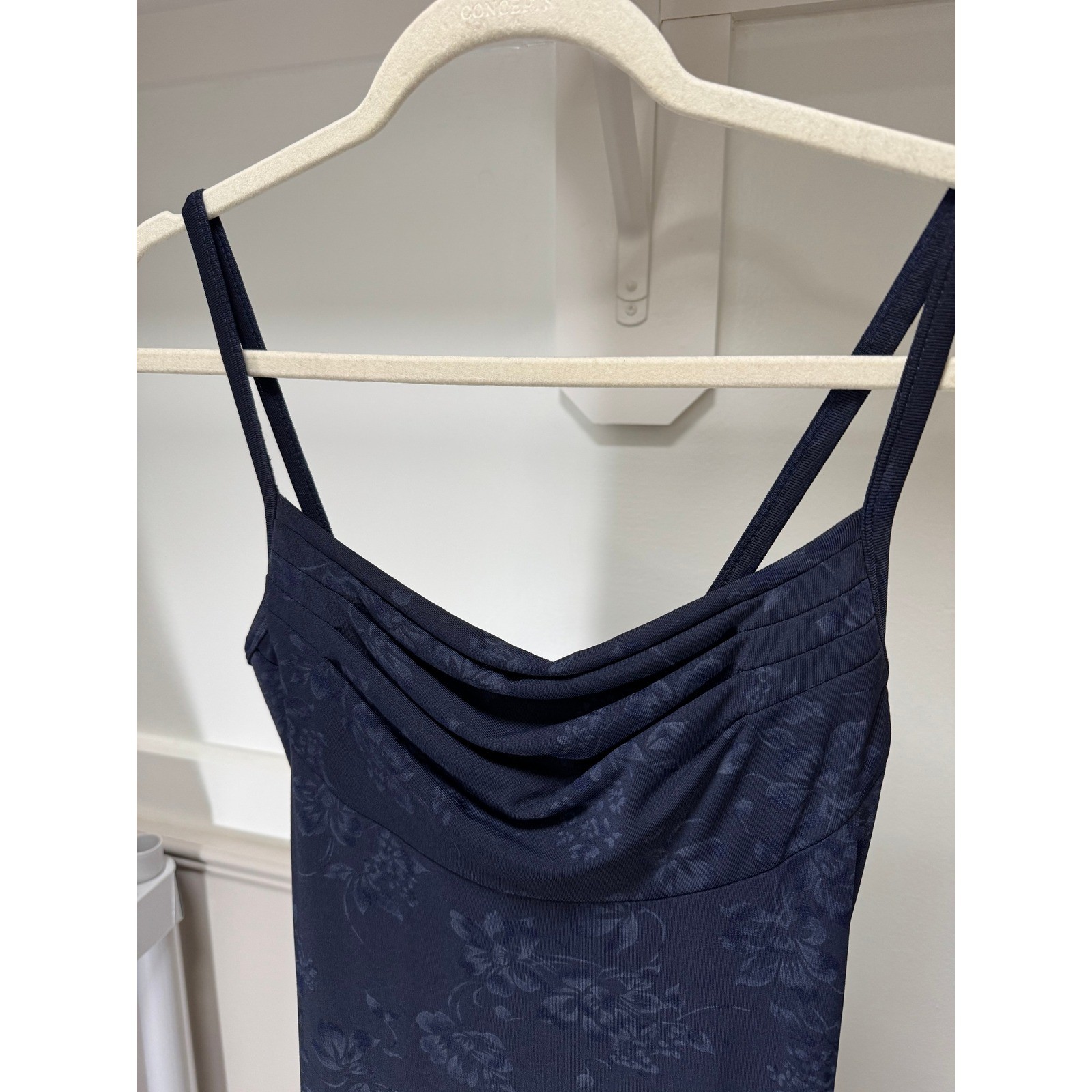 All That Jazz Maxi Dress Women Medium Navy Floral Cowl Neck 90s Vintage