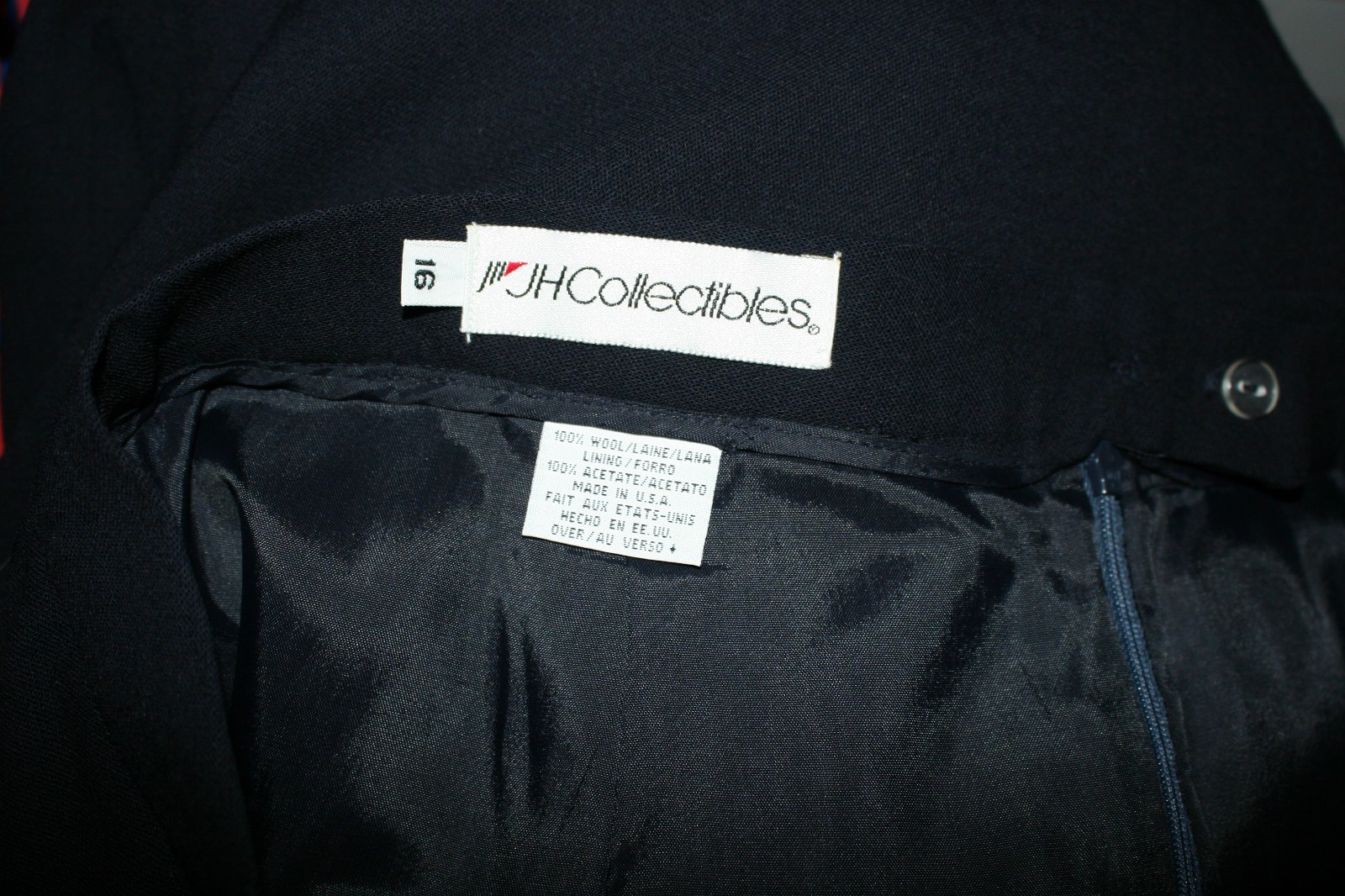NEW Vintage JH Collectibles 100% Wool Pleated Skirt Navy Blue USA Made Sz 16 NWT