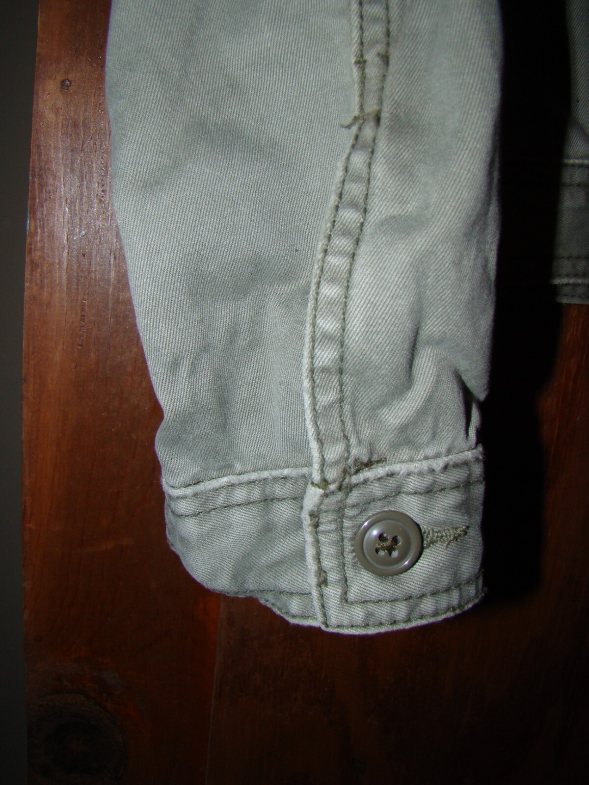 Sm Zipper Pockets Cotton Pale Tinted Army Green American Eagle Jacket