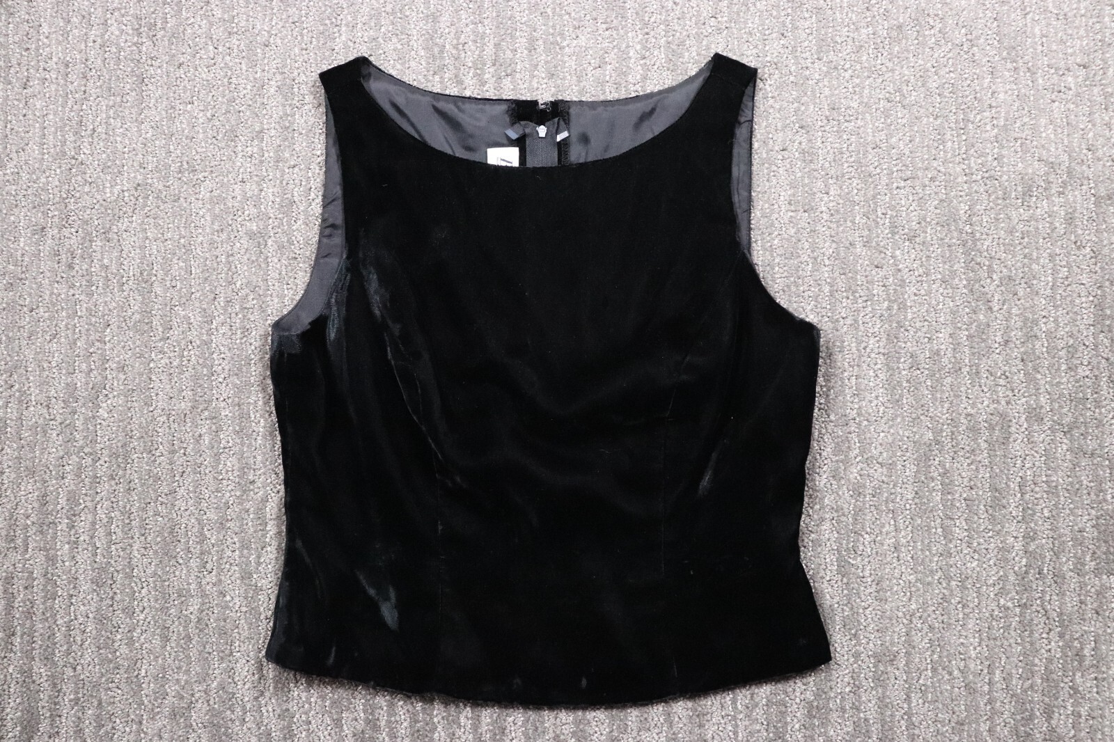 Vintage Bill Levkoff Velvet Top Women 12 Black Back Zip Tailored Elegant Classic