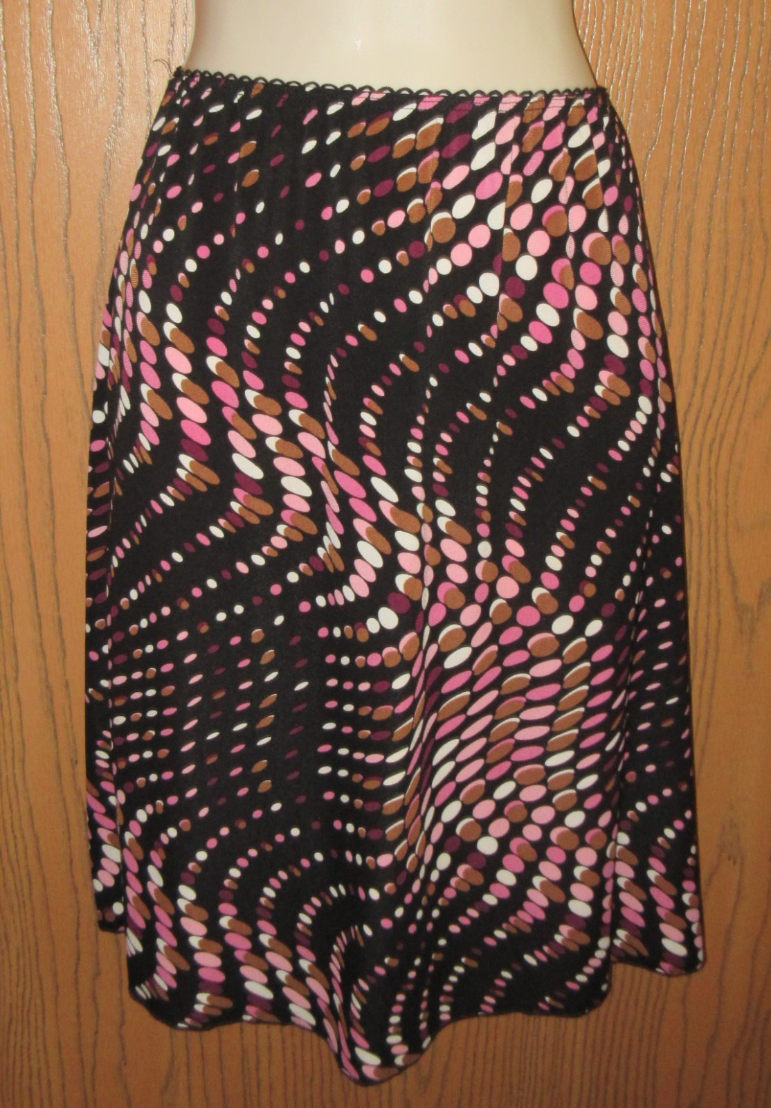 RARE 70’s MOD GIORGIO FIORLINI blk pink stretch poly half slip skirt sz S USA