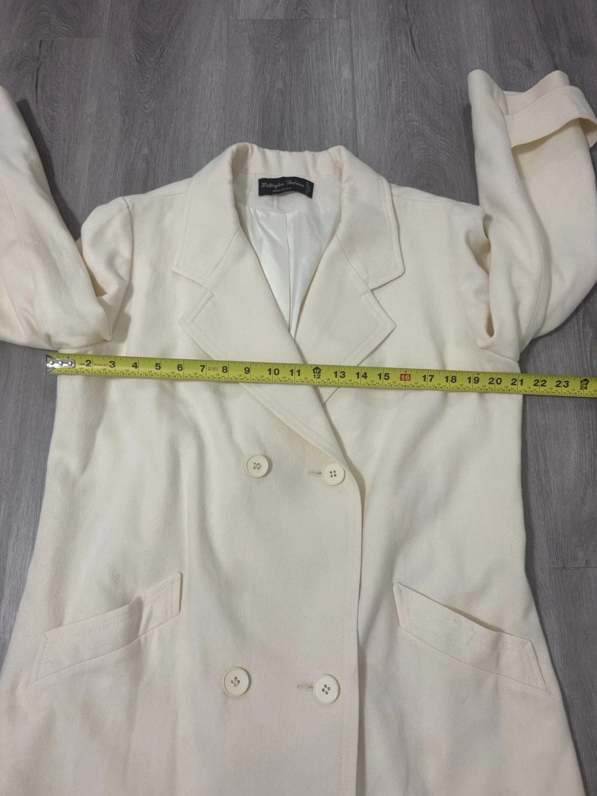 Wellington Fashions 100% Pure Merino Wool Vintage Ivory Women’s Coat USA Made
