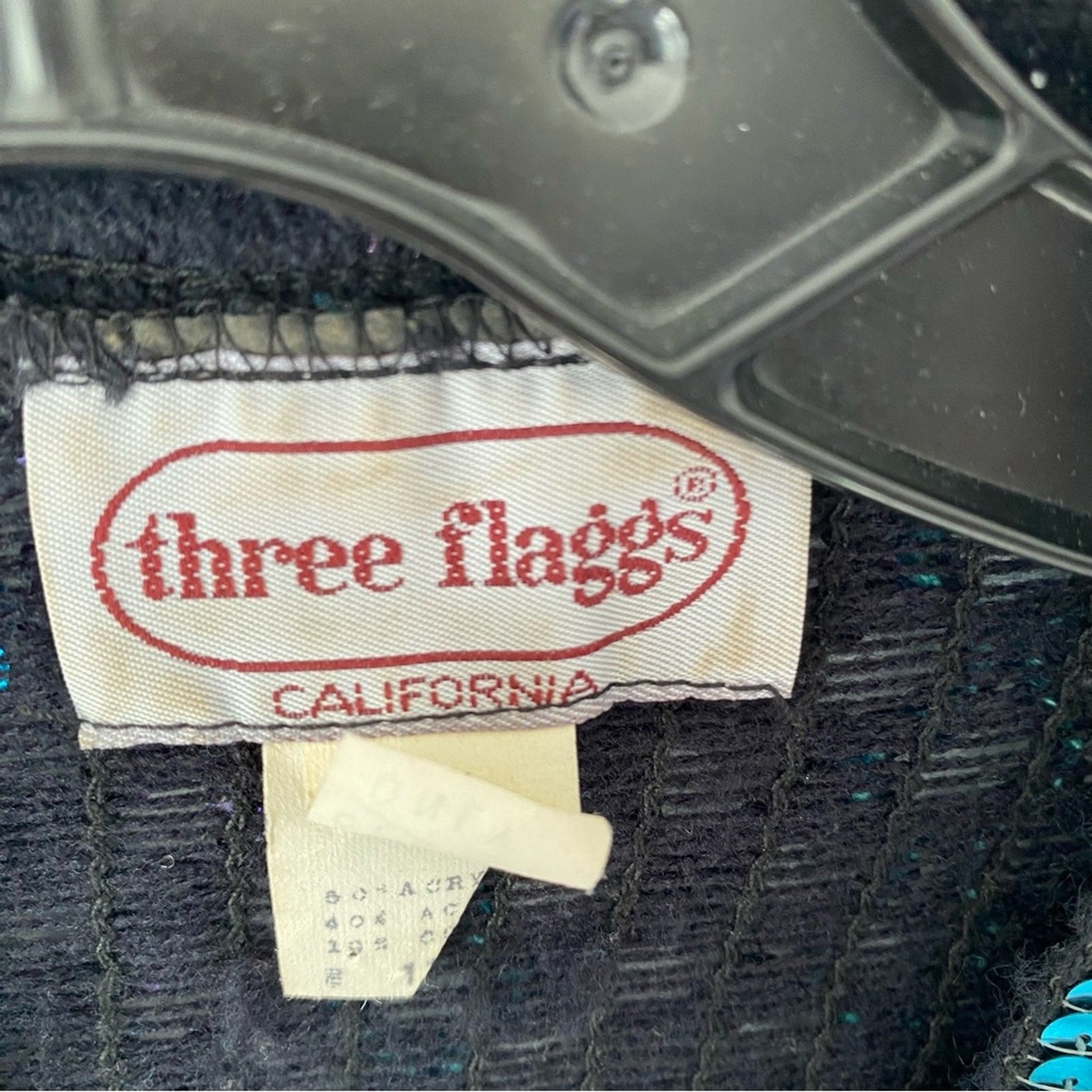 Three Flaggs California 70s Disco Sequin Jacket Blue Purple Black size large