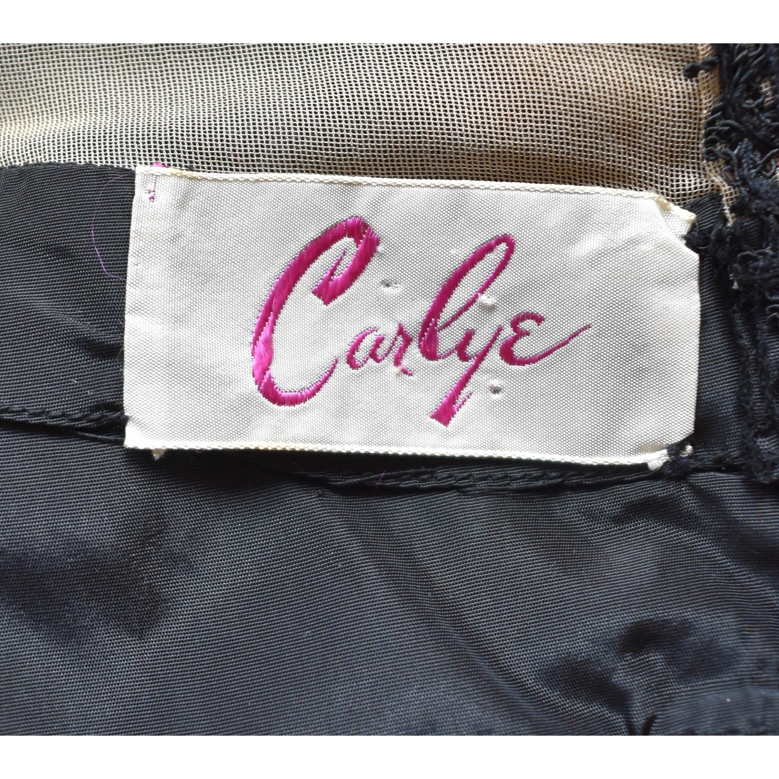 Vintage 50s Carlye Cocktail Dress, Black Lace Rayon Crepe Wiggle Dress, XXS 2XS