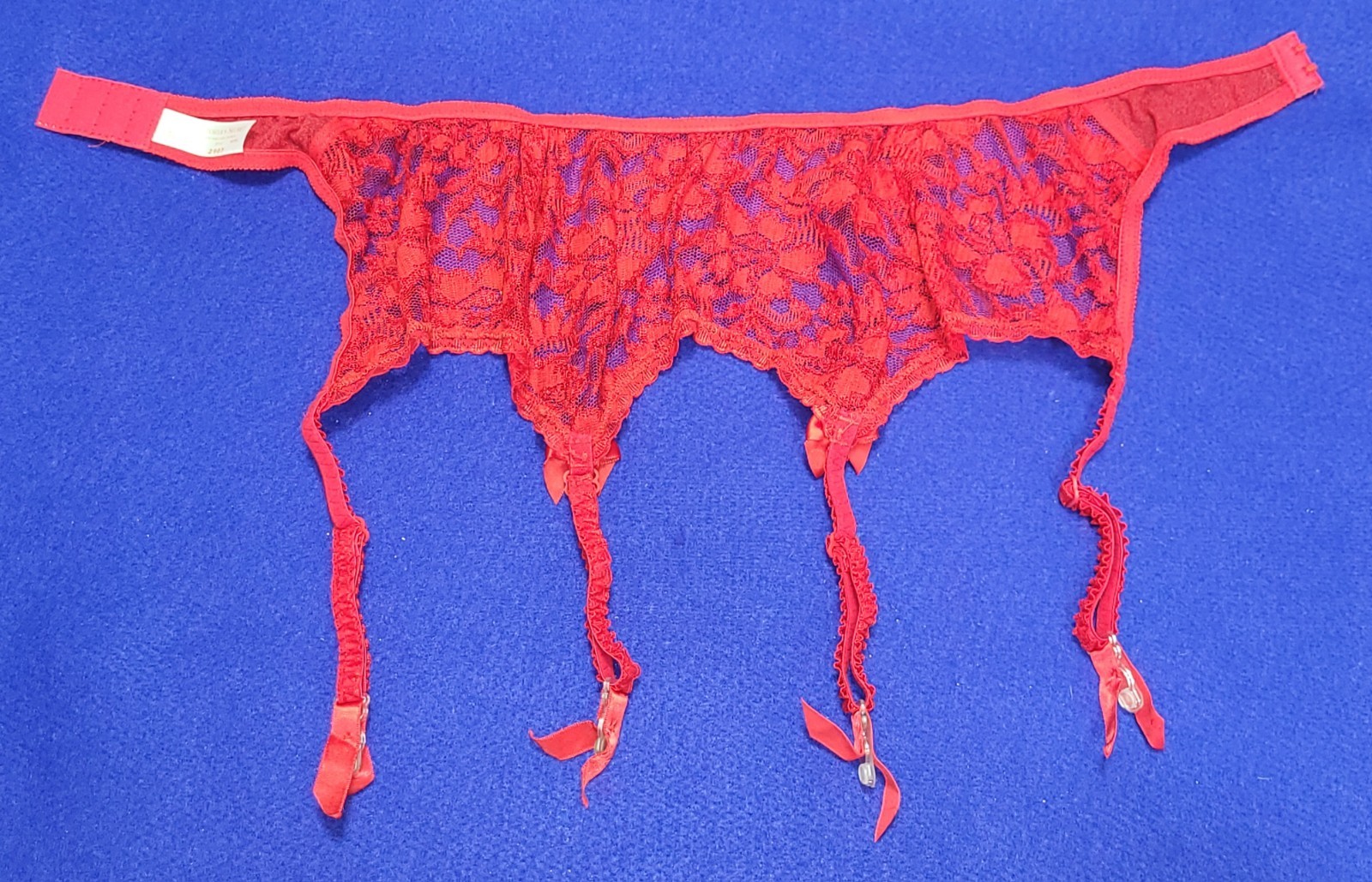Vtg 90 VICTORIA’S SECRET Gold Label RED Lace SEXY BOUDOIR PIN-UP Garter Belt O/S