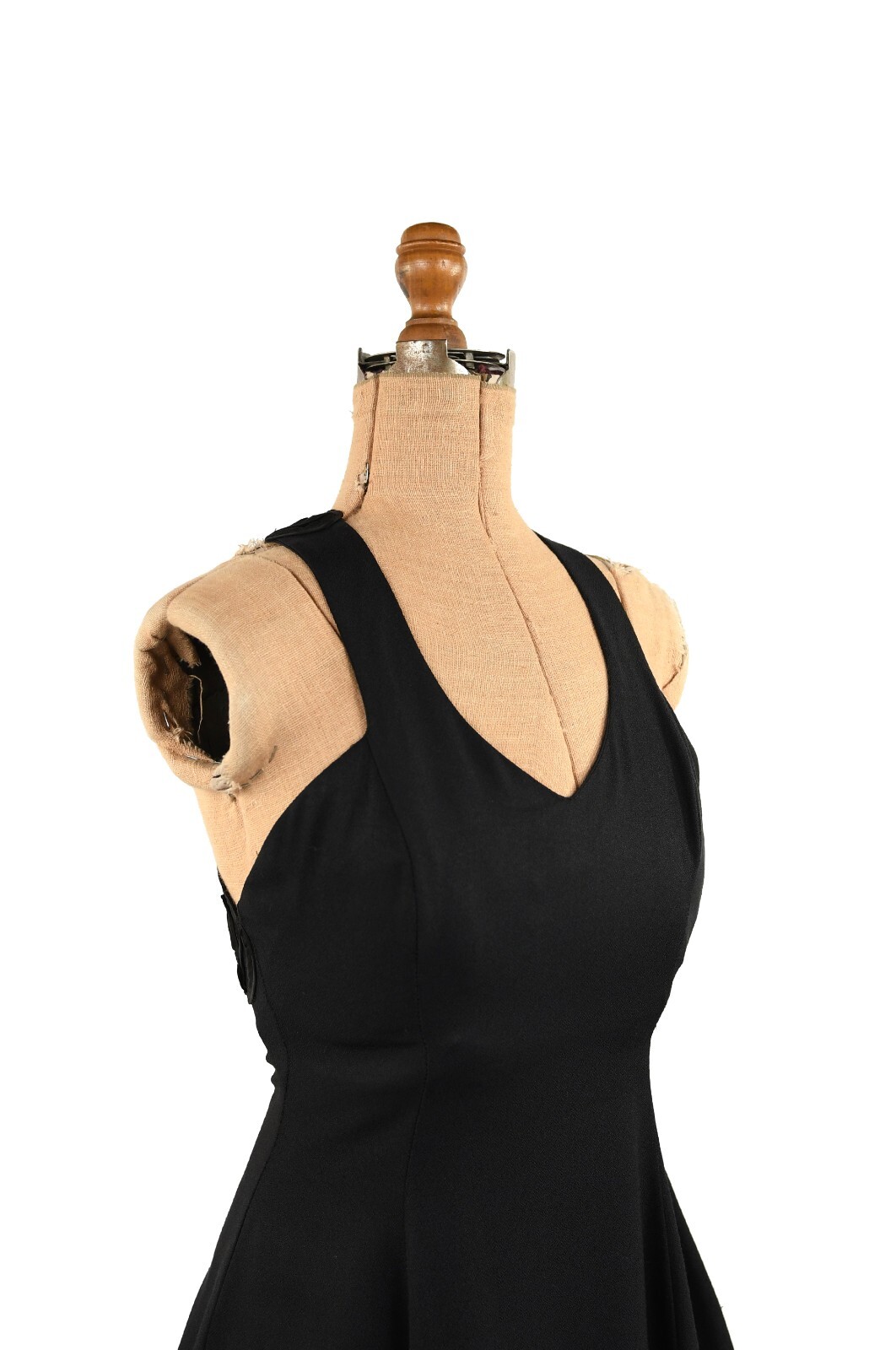 Vintage 90s Jessica McClintock Gunne Sax Black Crepe Sheer Back Cocktail Dress S
