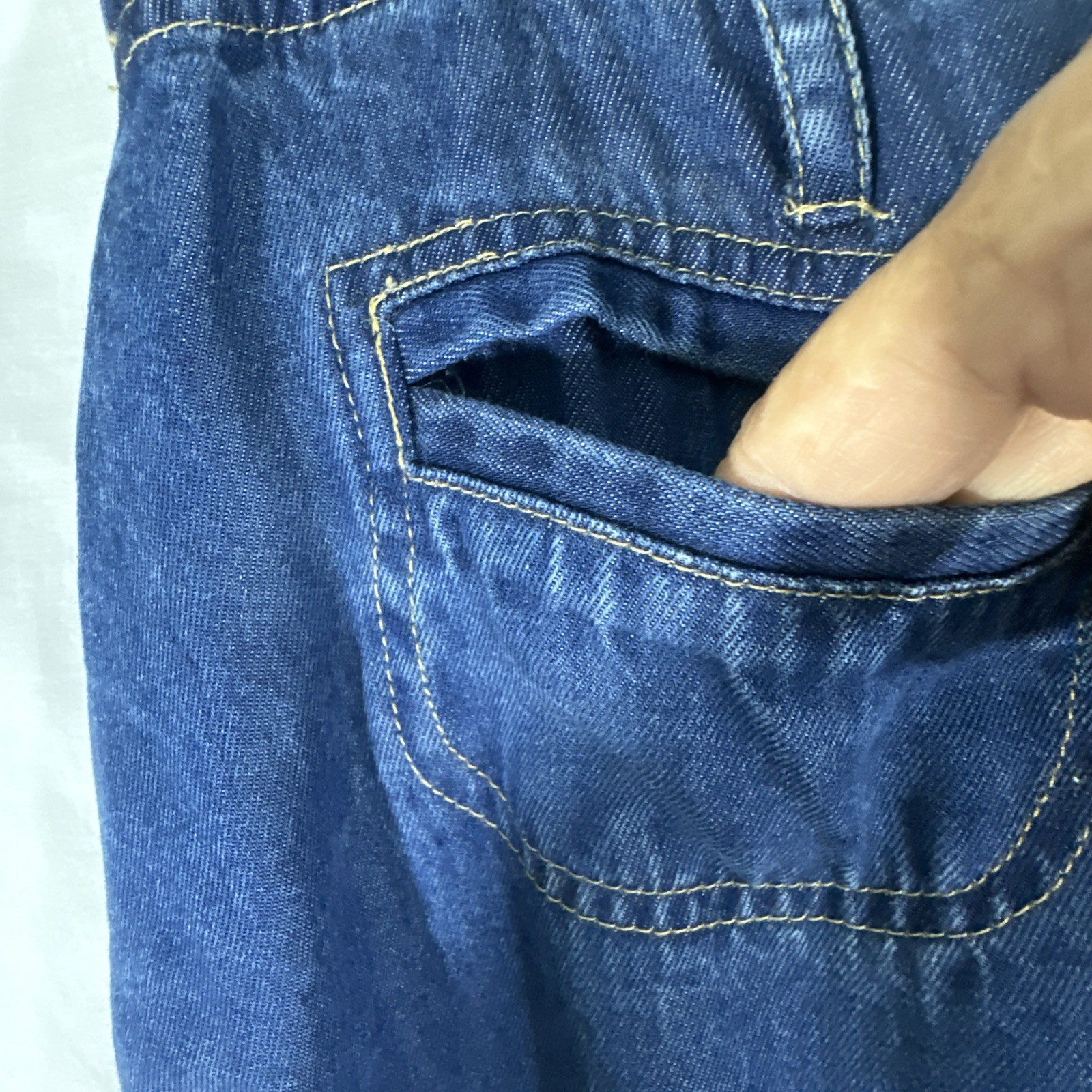 Vtg Y2K Maxi Denim Chambray Skirt Sz XL Elastic Back Belt Loops Med Stone Wash