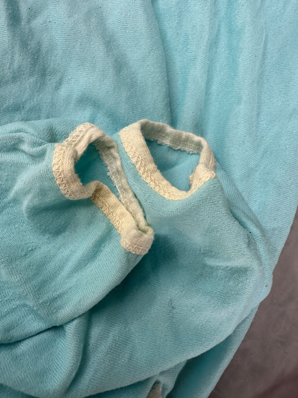 Vintage Baby Nightgown Blue Drawstring Hand Covers