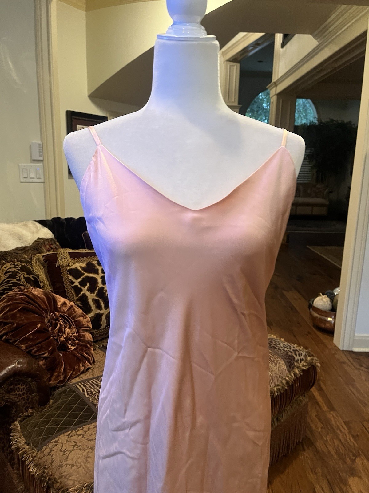 Vintage 90’s Martha Phillips 100% silk Long Pink Slip Dress Elegant Evening Gown