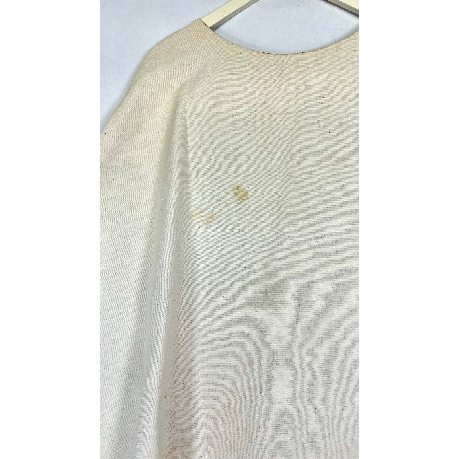 Vintage 1970s Barbara Matamoros Canvas Cape Dress African Barkcloth Print