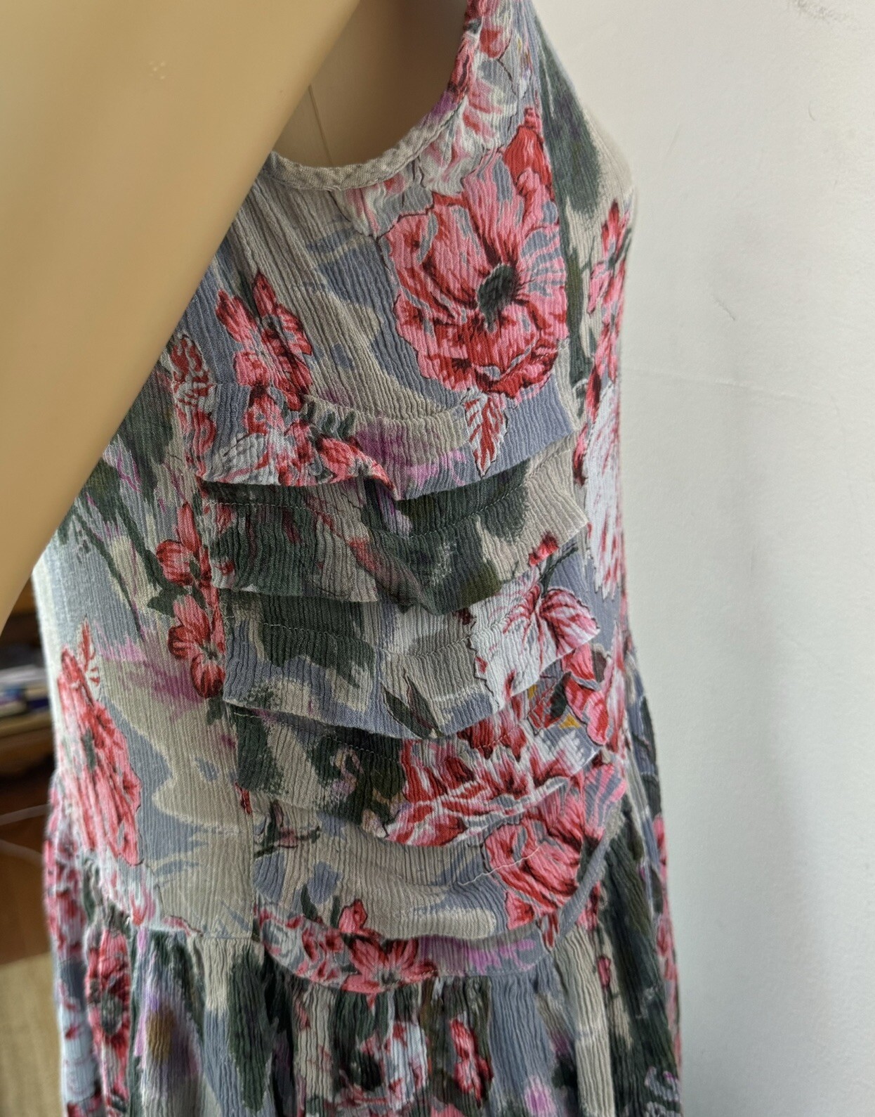 Vintage Lavender Floral Midi Shift Dress Indie Fairy Grunge 90s M