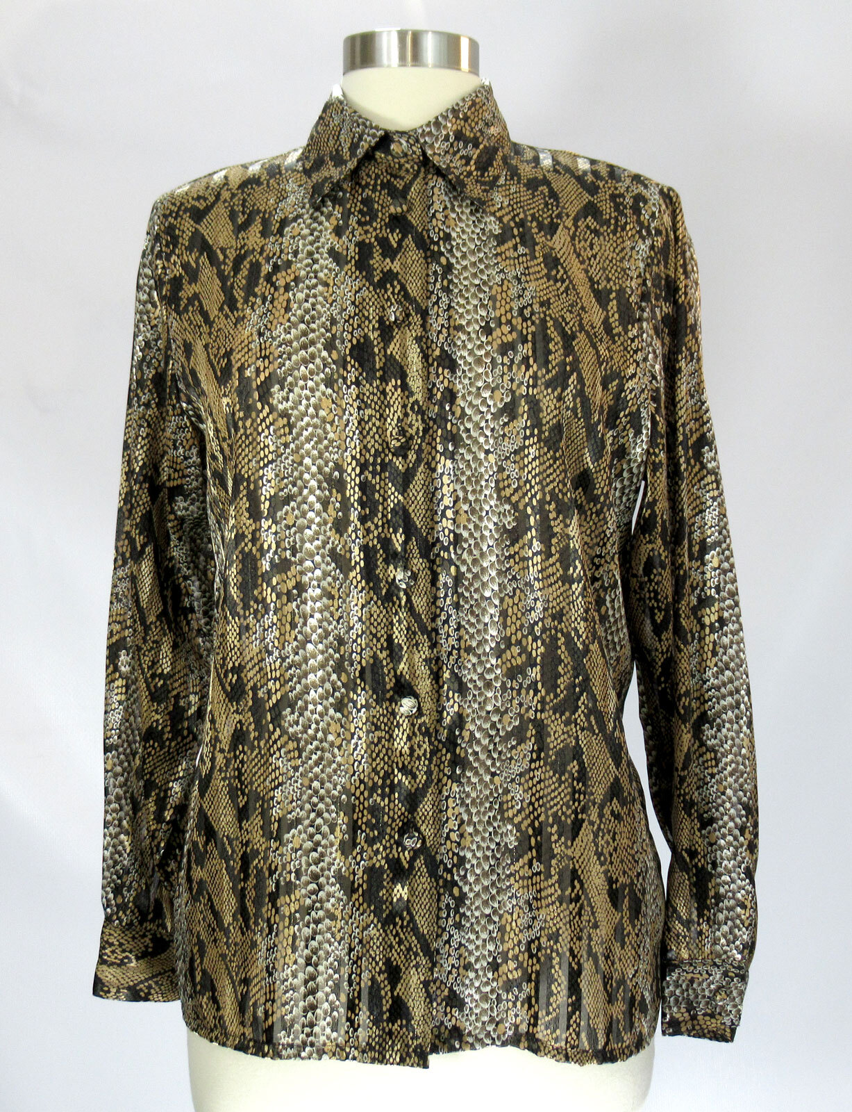 Vintage 1980s or 1990s Snake animal print long sleeved blouse