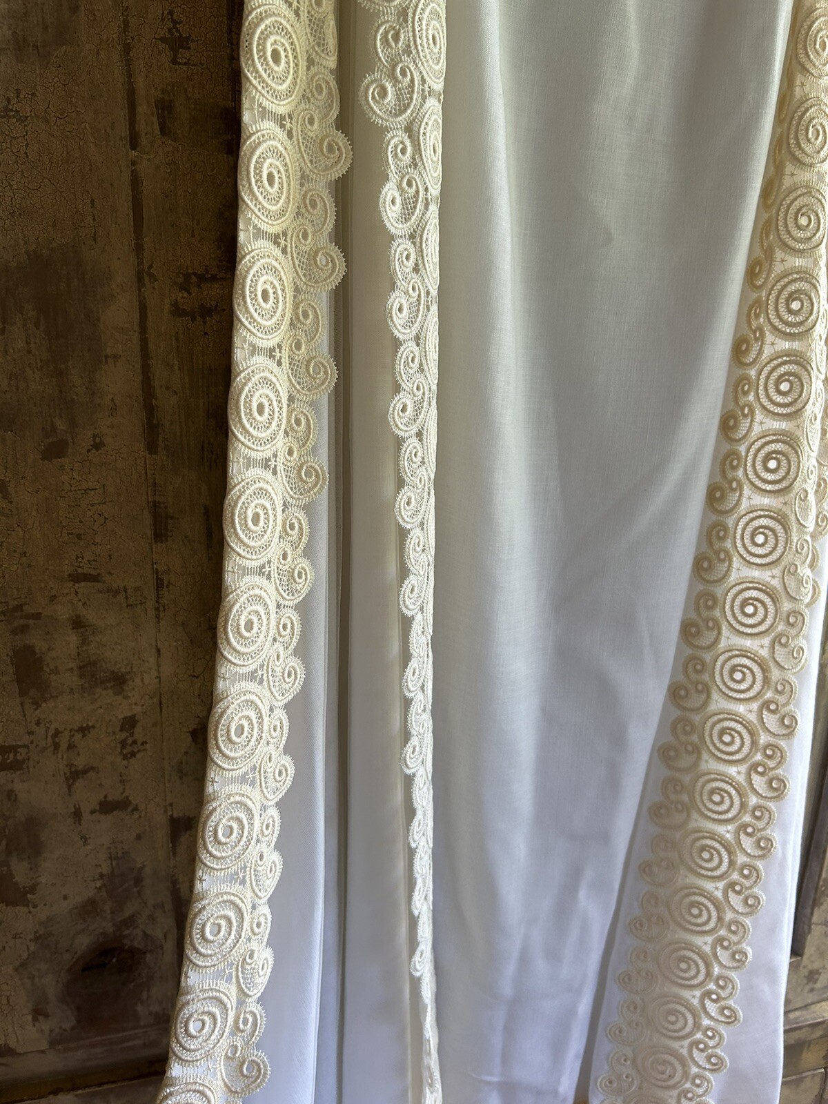 Vtg Edythe Vincent For Alfred Angelo Wedding Dress 1960s White Linen Ivory Lace